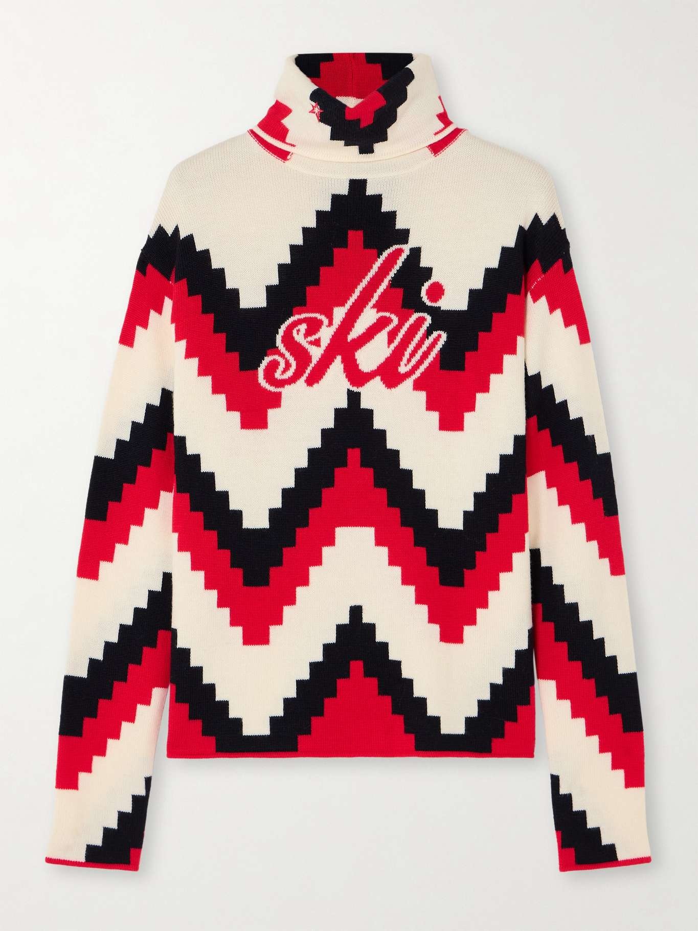 Intarsia merino wool turtleneck sweater - 1