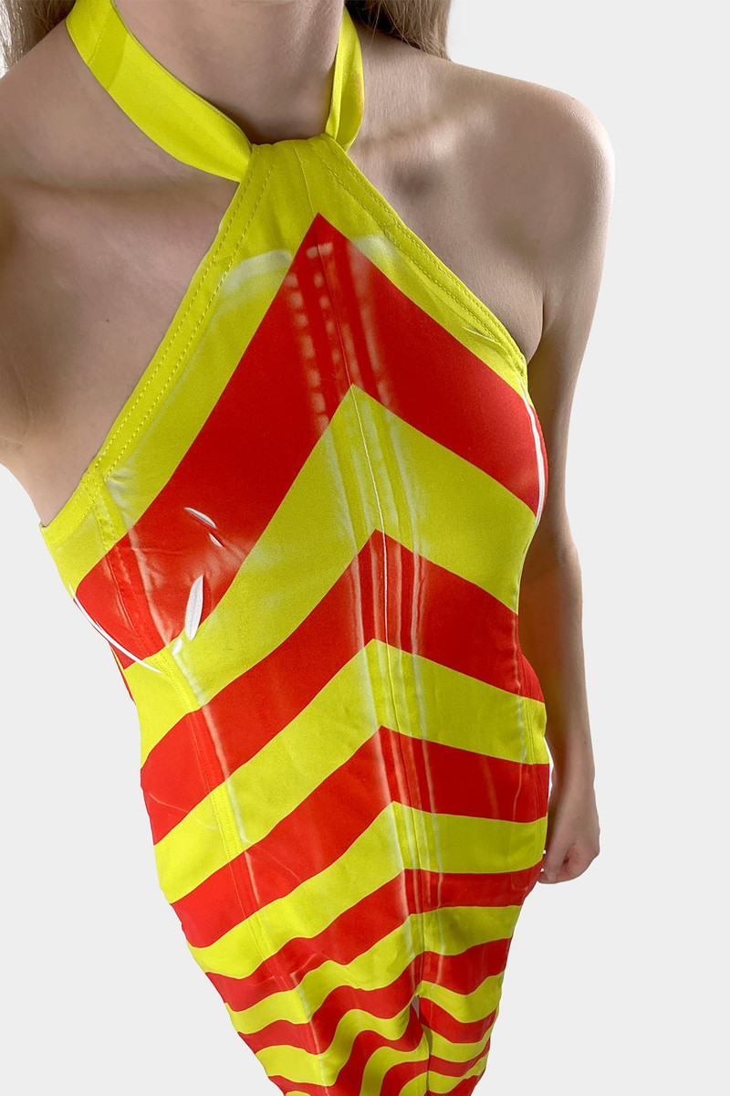 TRIANGLE DRESS / red & yellow stripes 3