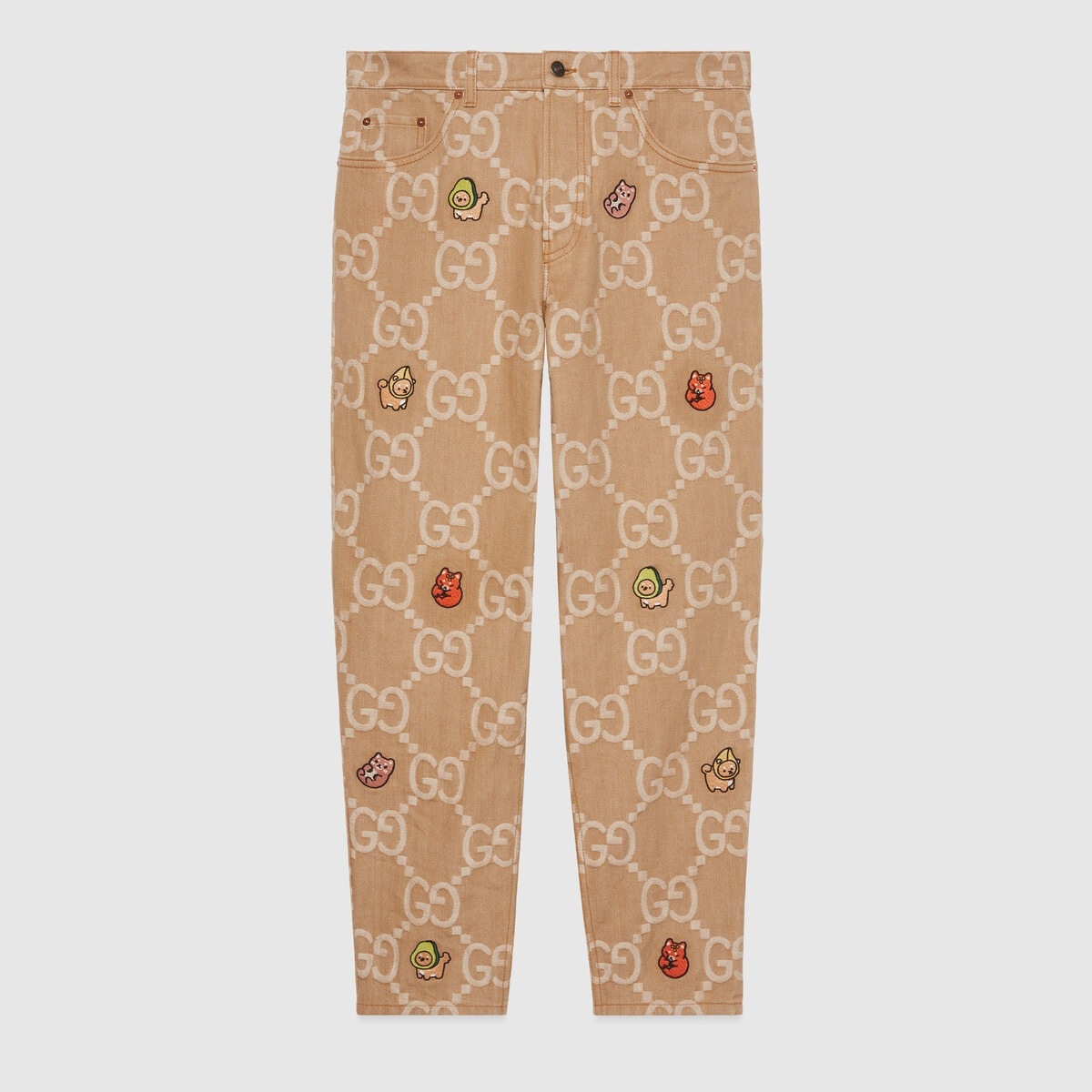 Tapered GG denim pant with embroidery - 1