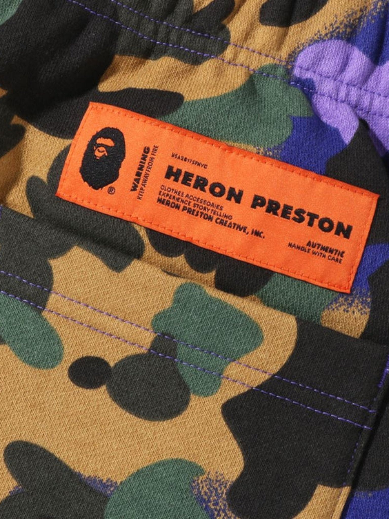 BAPE X HERON PRESTON MIX 1ST CAMO SWEAT PANTS - 3