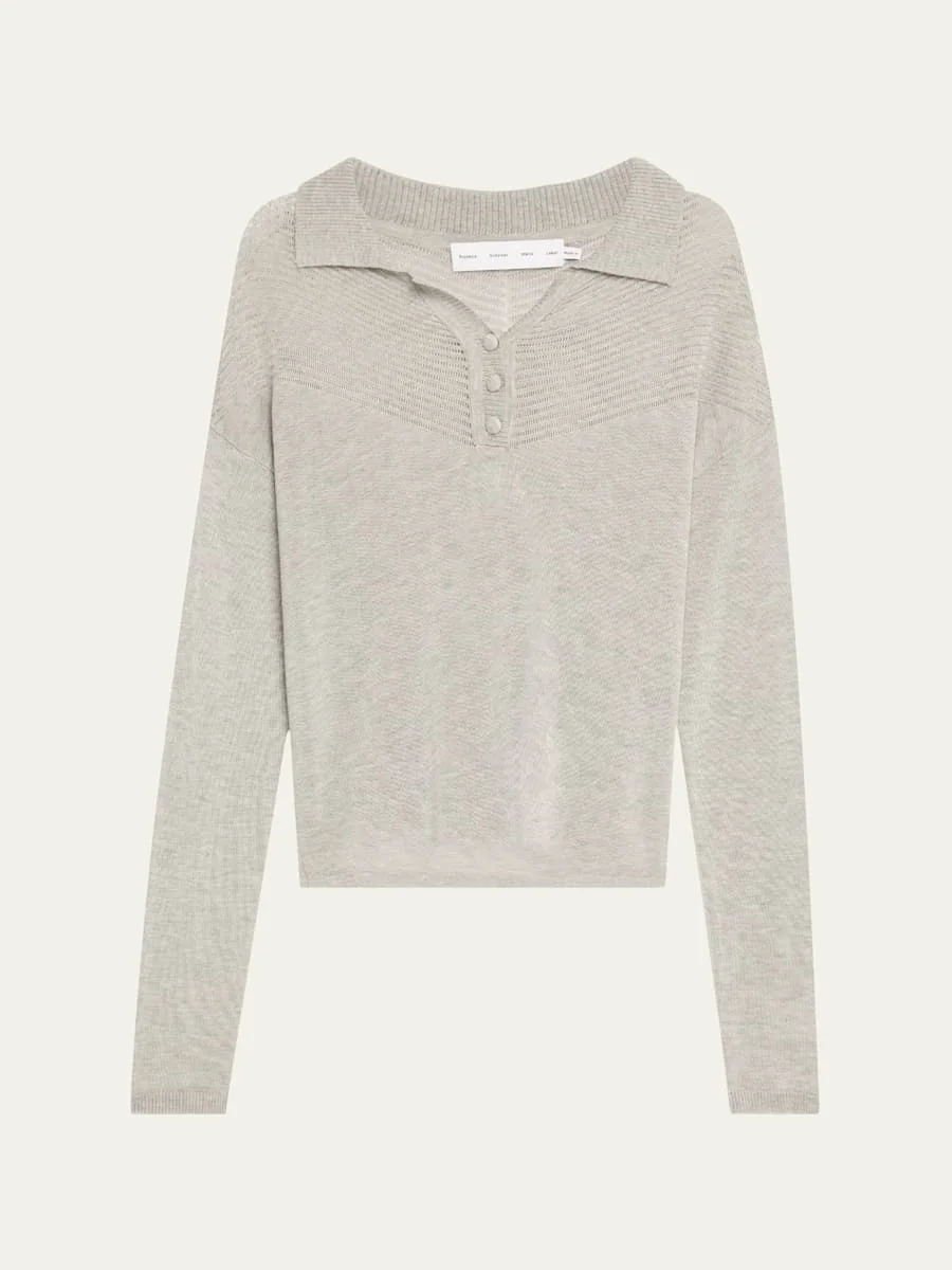 Nell Lightweight Cashmere Polo Sweater - 1