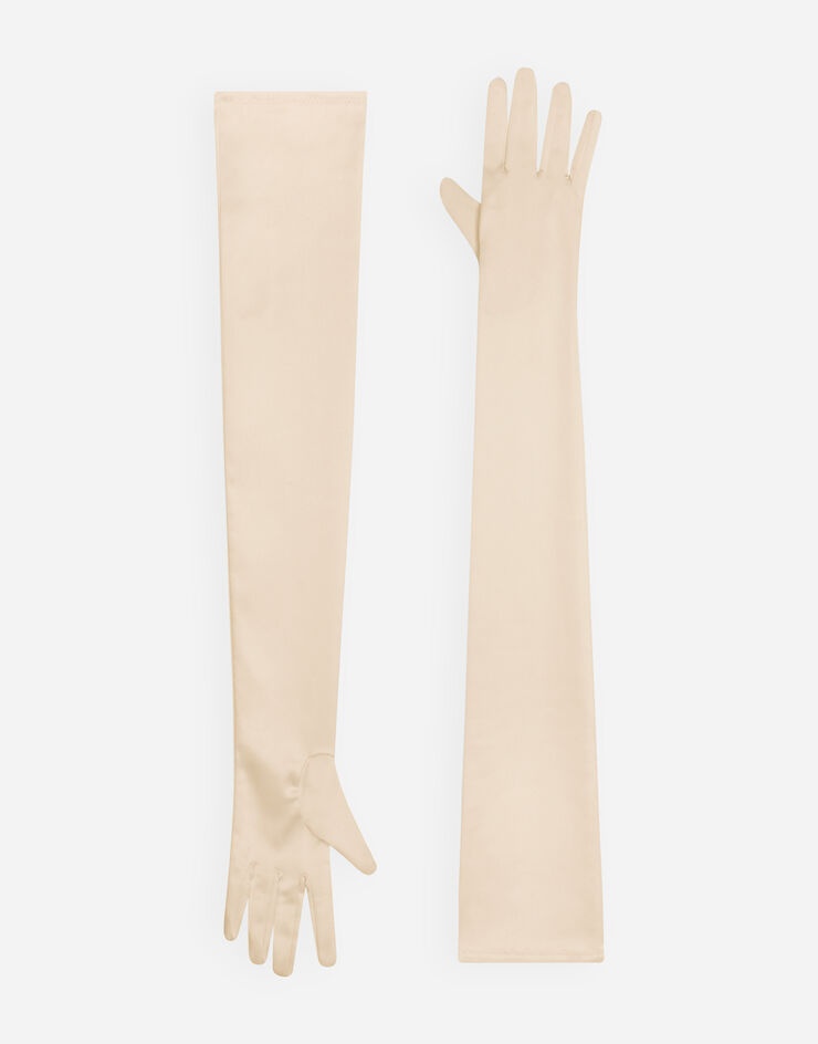 Long stretch satin gloves - 1