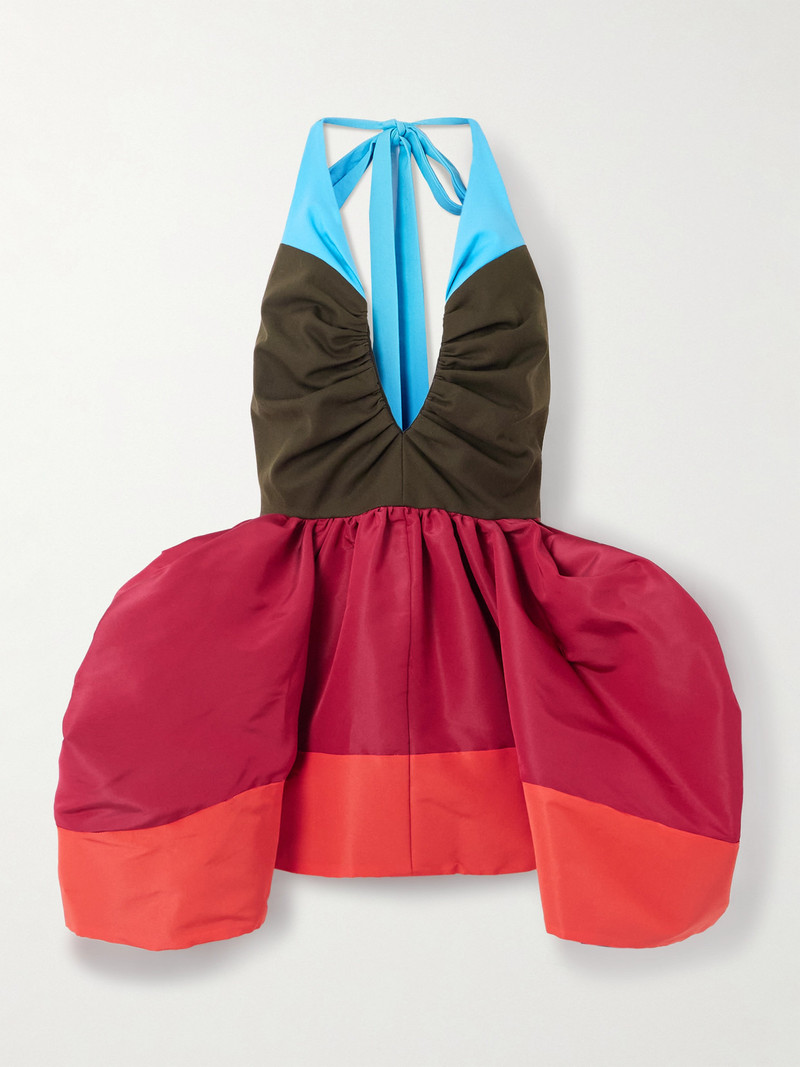 Halterneck Silk And Cotton-blend Twill Top 1