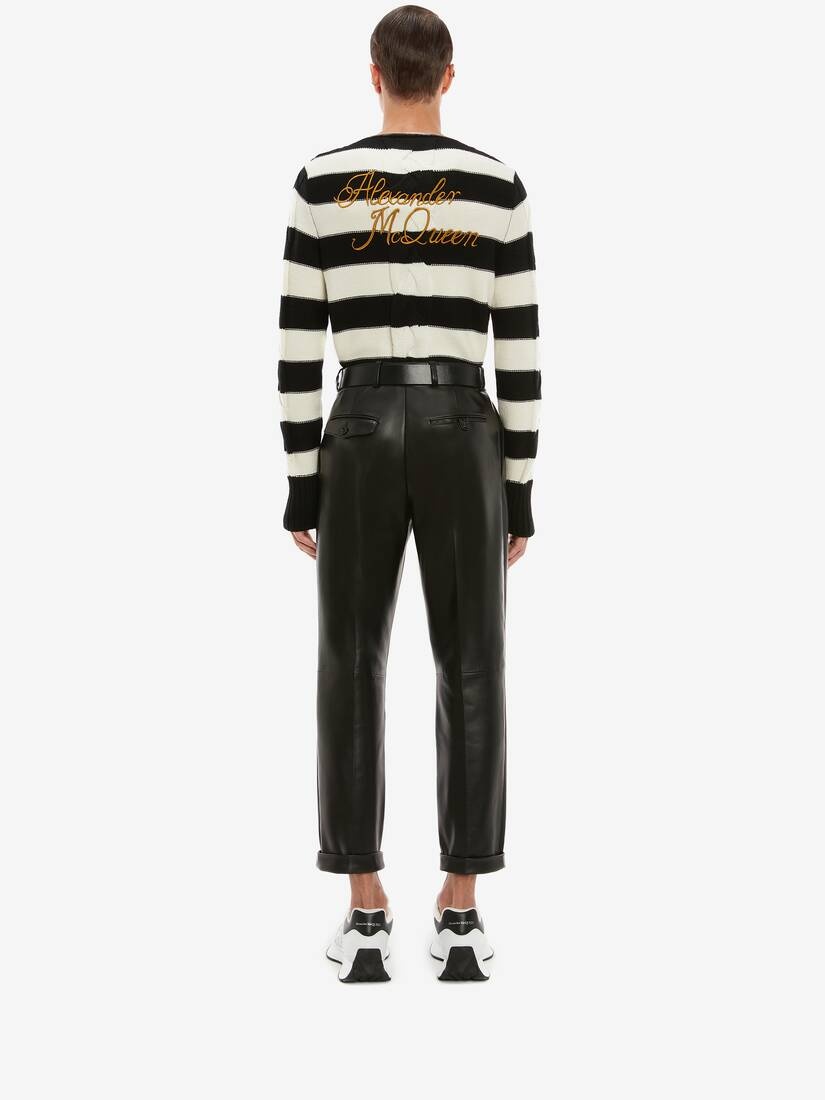 Mcqueen Striped Cable Knit Jumper in Black/ivory - 4