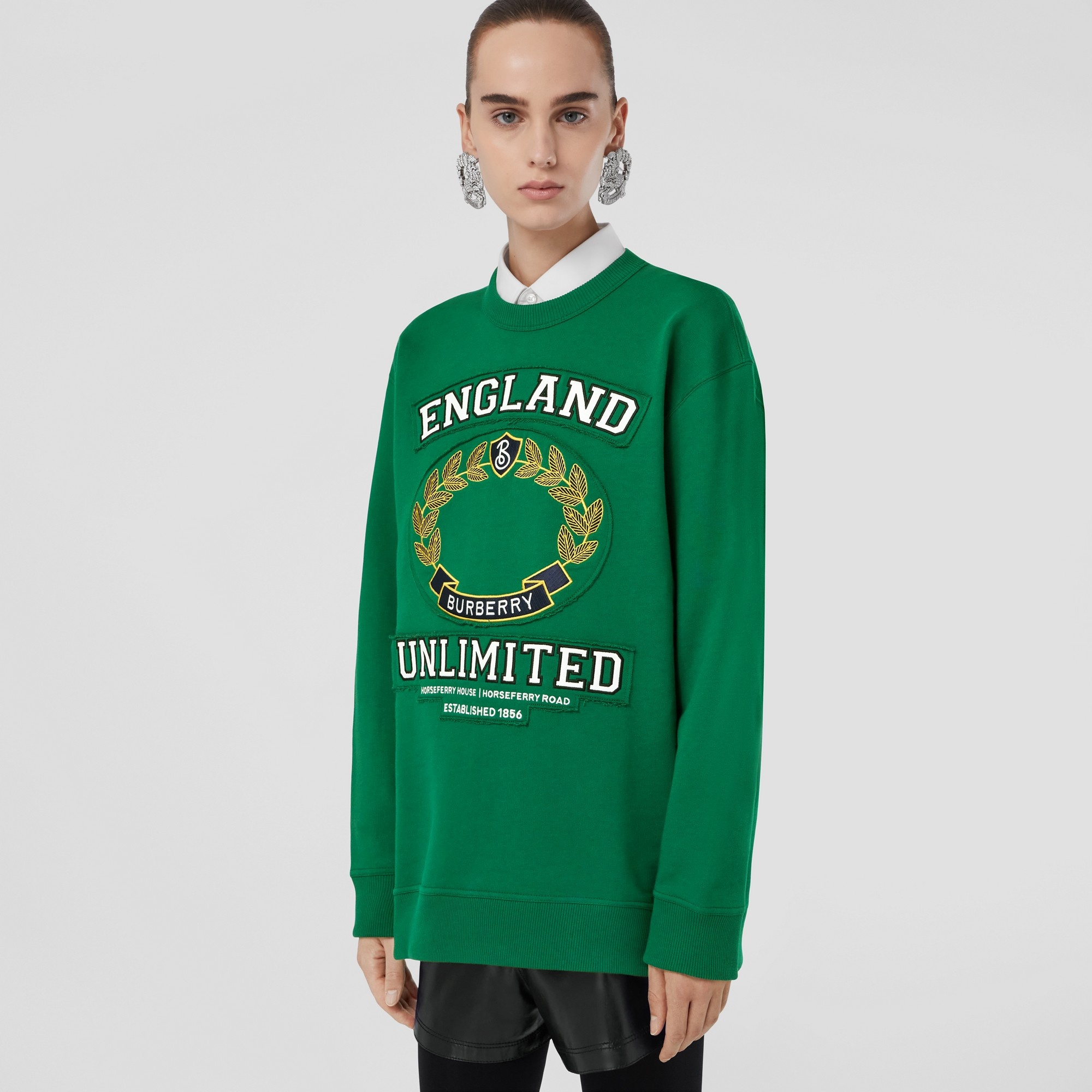 College Graphic Cotton Oversized Sweatshirt - 4
