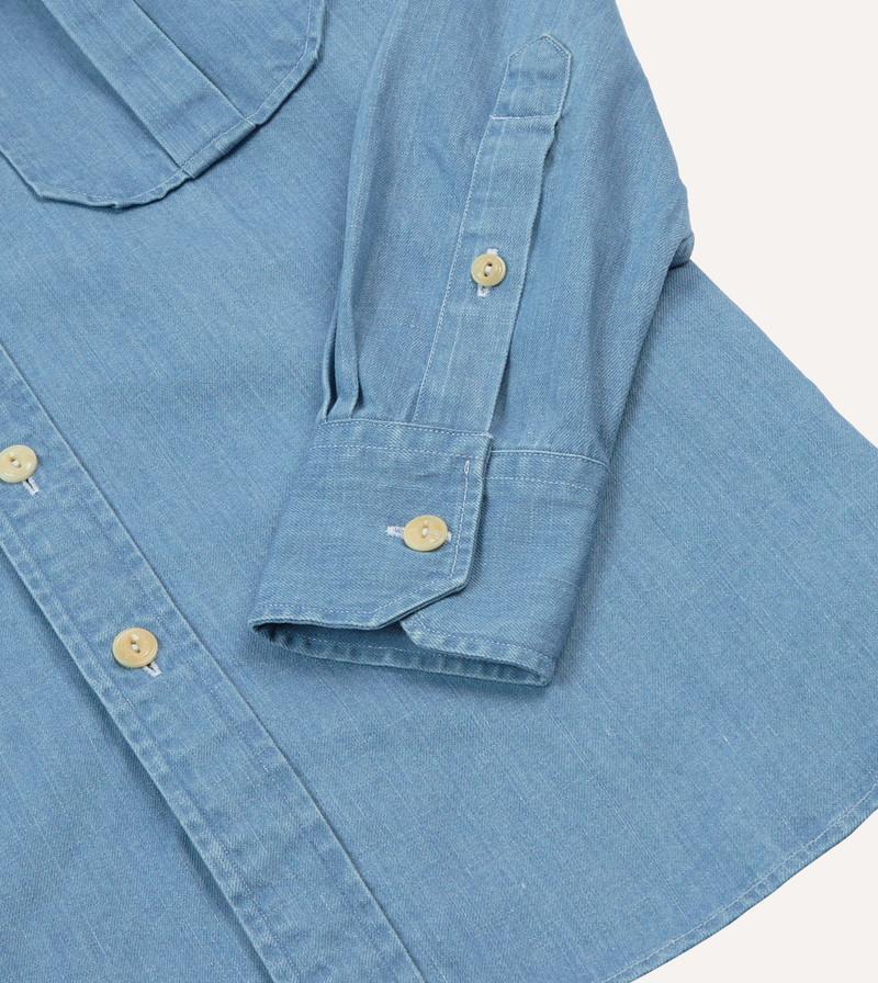 Bleach Wash Denim Military Shirt 5