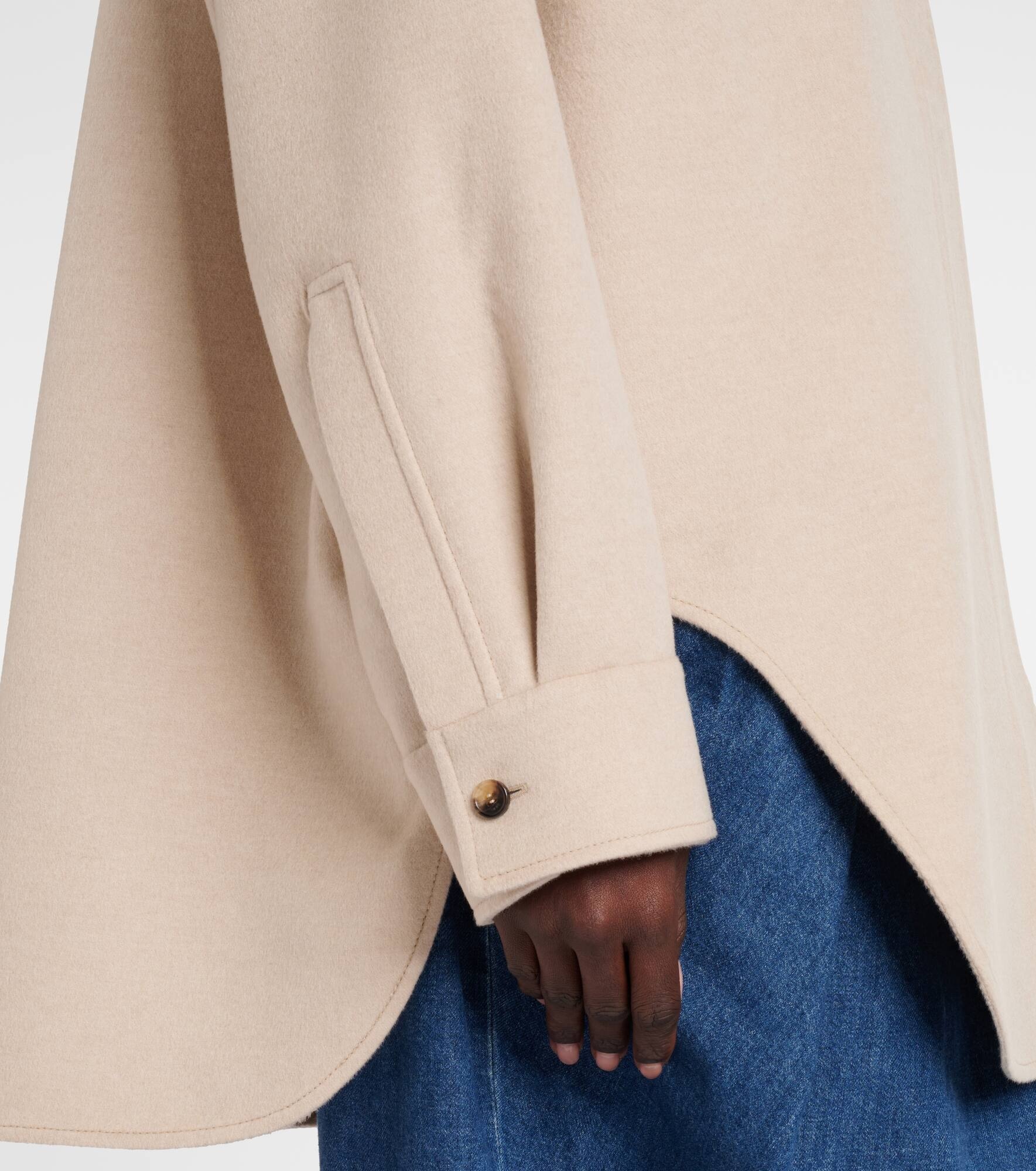 Leather-trimmed wool and cashmere overshirt - 6