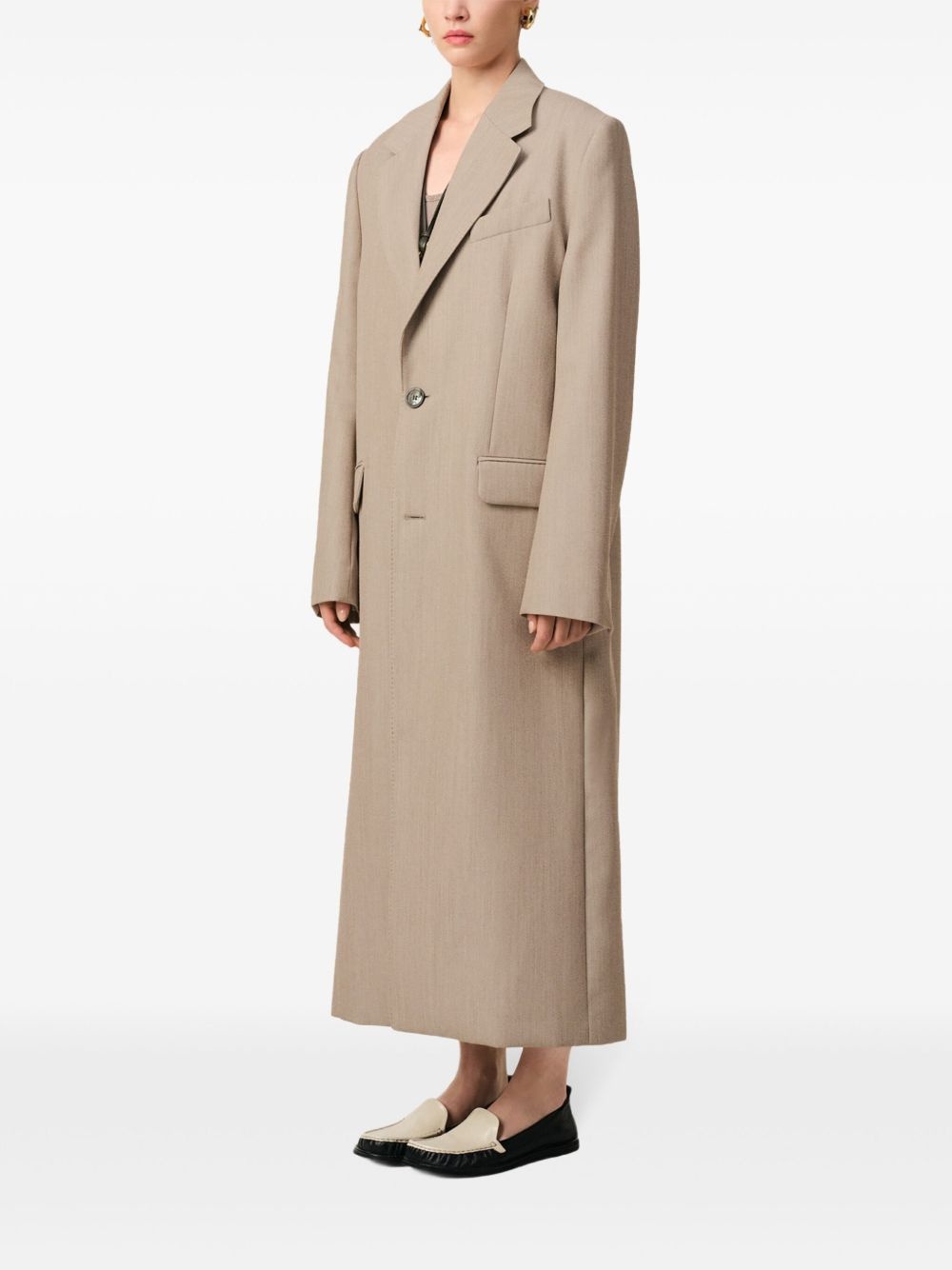 slit-detail maxi coat - 3