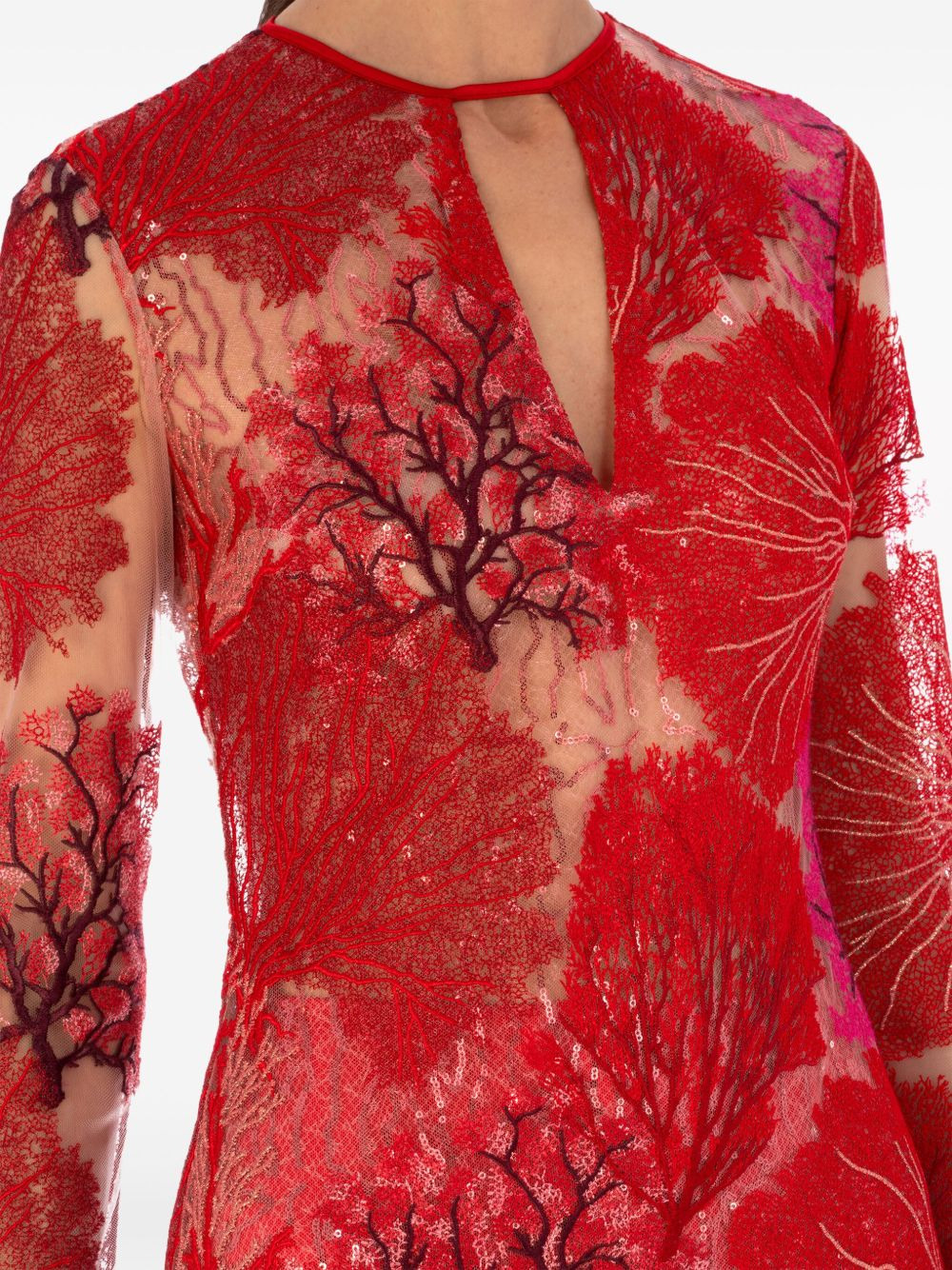 Enys coral-embroidered dress - 5