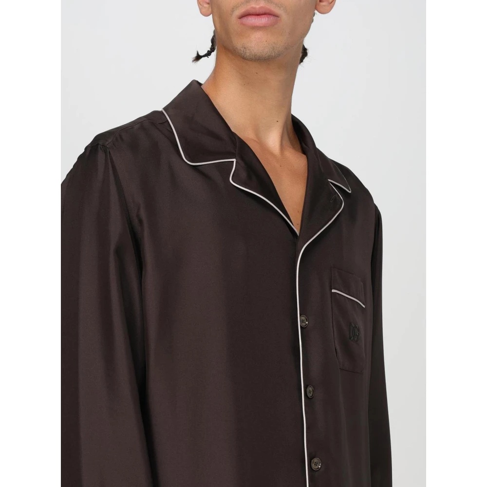 BROWN SILK RELAXED FIT SHIRT - 4