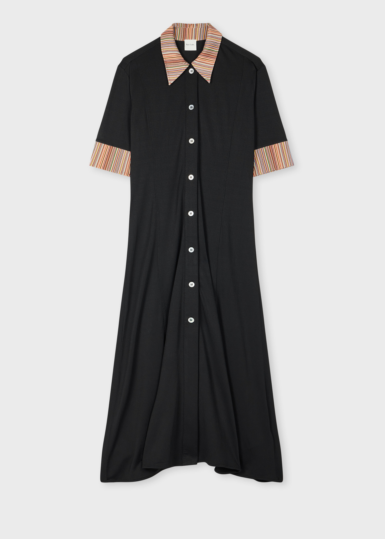 Women's Black 'Signature Stripe' Collar Dress - 1