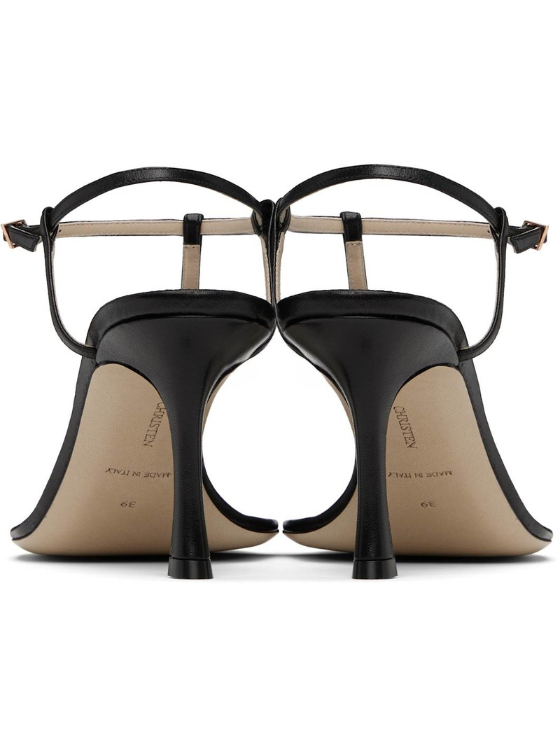 Black 75mm Mono Strap Heeled Sandals 2