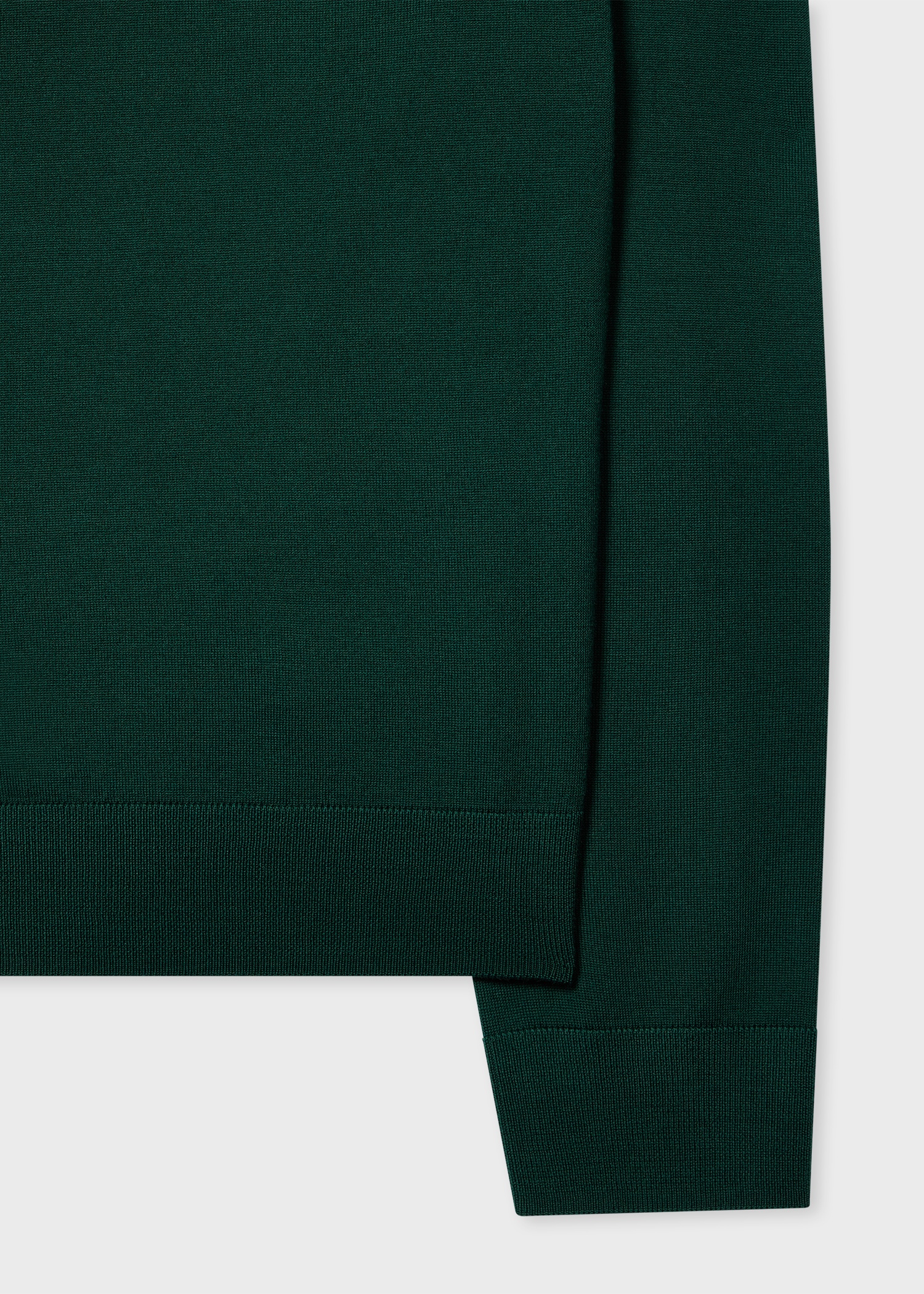 Dark Green 'Signature Stripe' Zip Trim Merino Wool Polo Shirt - 2