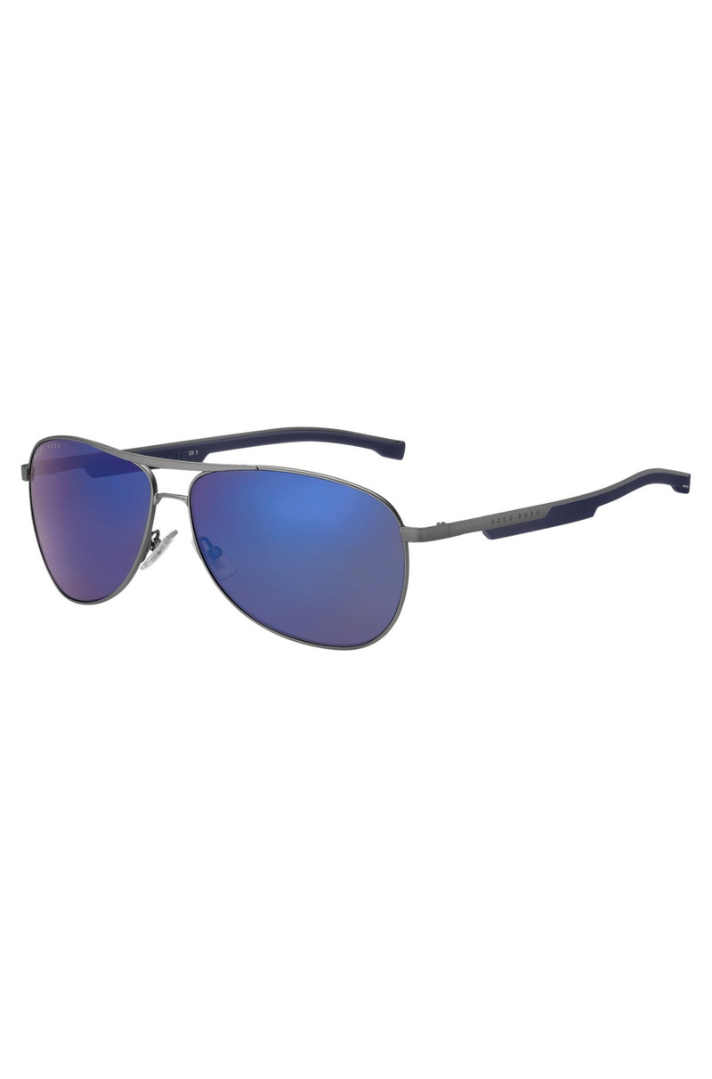 SPORTY METAL SUNGLASSES WITH BLUE ACCENTS 1