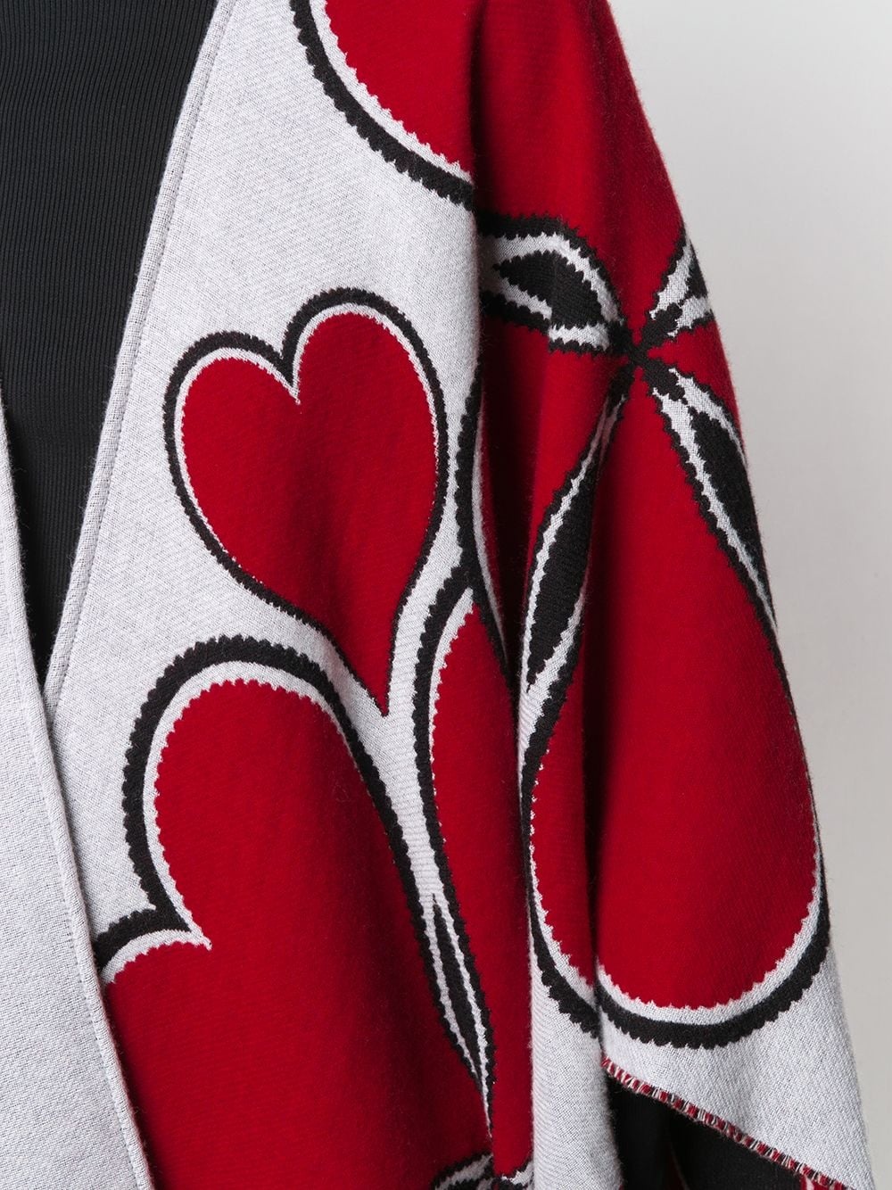 intarsia-knit hearts poncho - 5