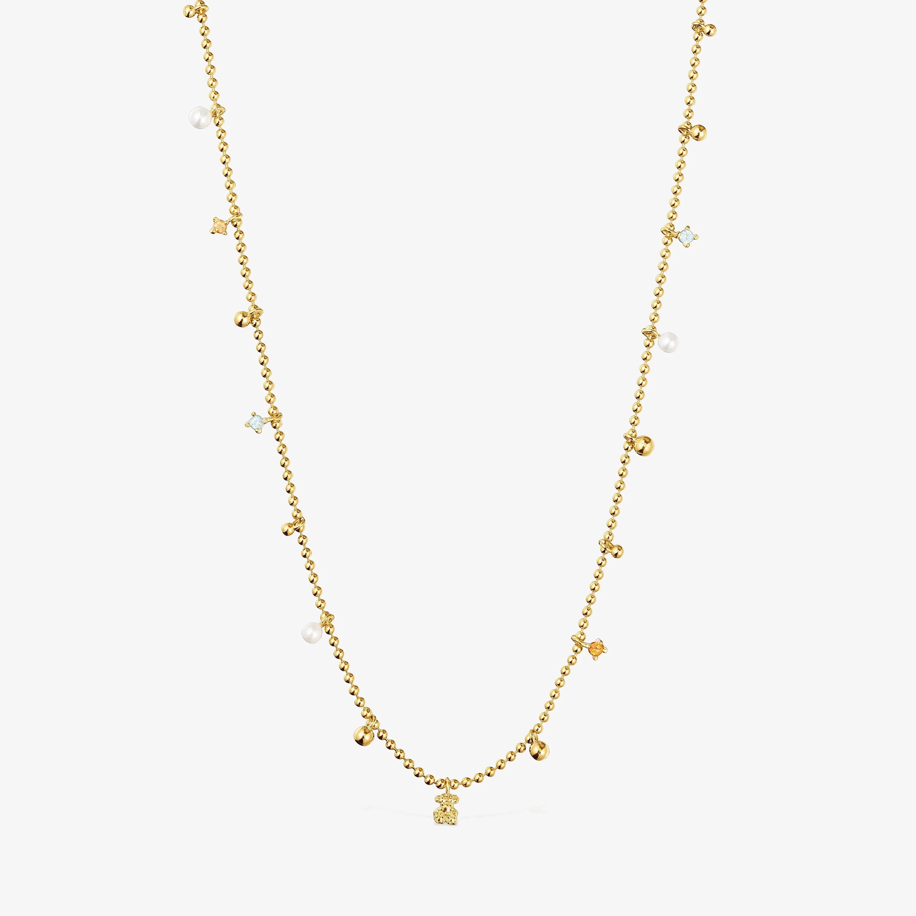 Short Necklace with 18K gold vermeil, cultured pearls and gemstones TOUS Grain - 1