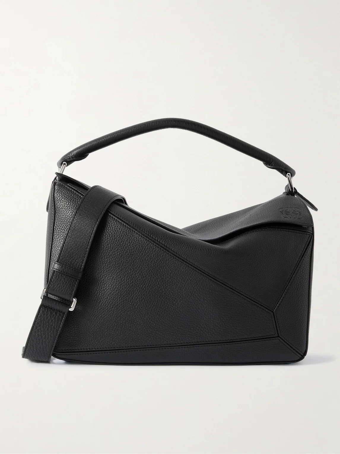 Puzzle Edge Large Logo-Debossed Full-Grain Leather Messenger Bag - 1