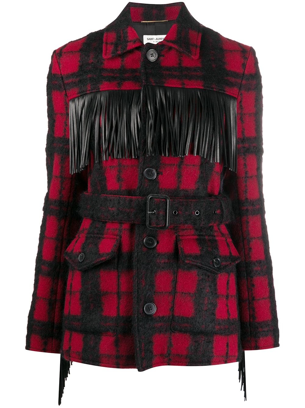 tasselled checked jacket - 1