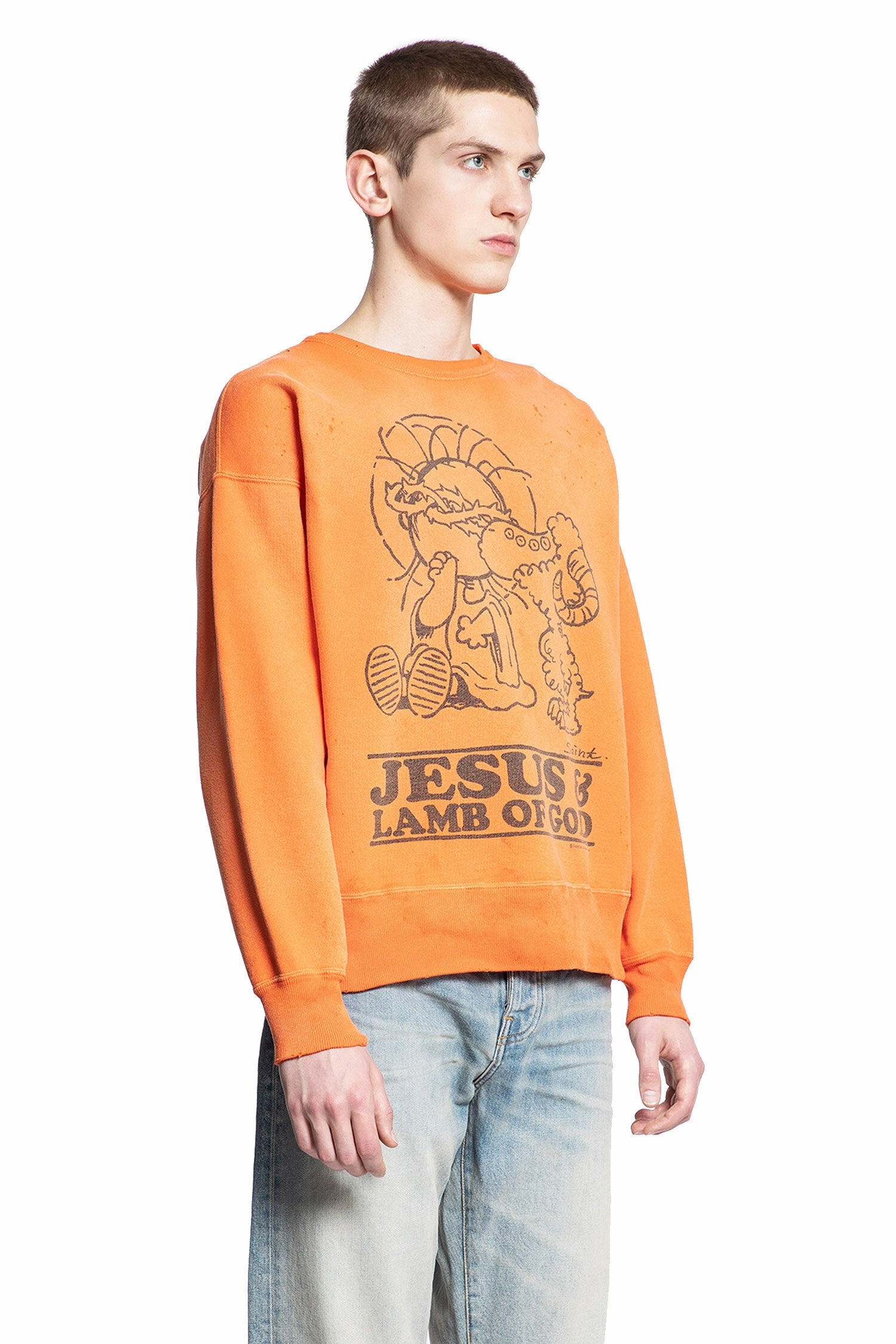 SAINT MICHAEL MAN ORANGE SWEATSHIRTS - 2