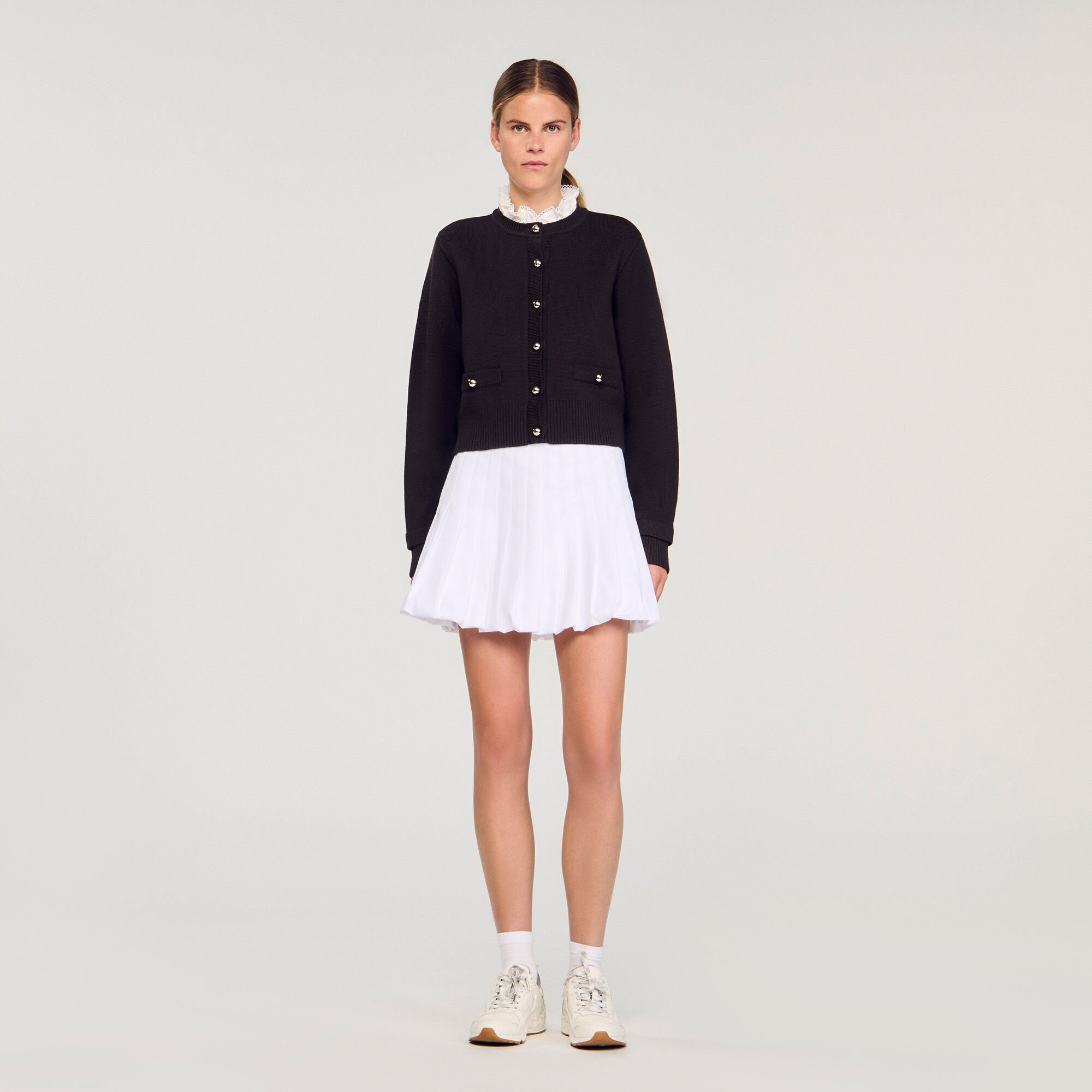 CARDIGAN WITH REMOVABLE RUFFLE COLLAR - 2