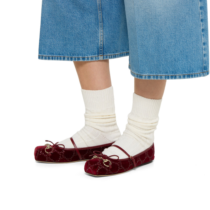 GUCCI Women's GG crystal Gucci Horsebit ballet flat outlook