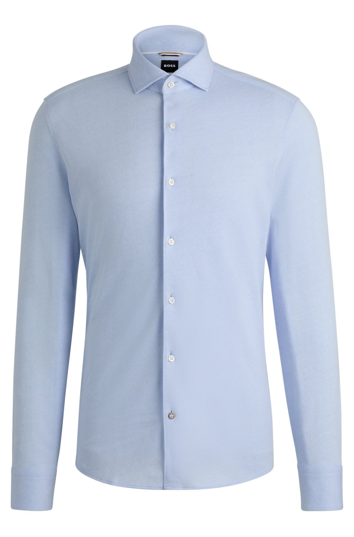 CASUAL-FIT SHIRT IN JACQUARD-PATTERNED COTTON JERSEY - 1