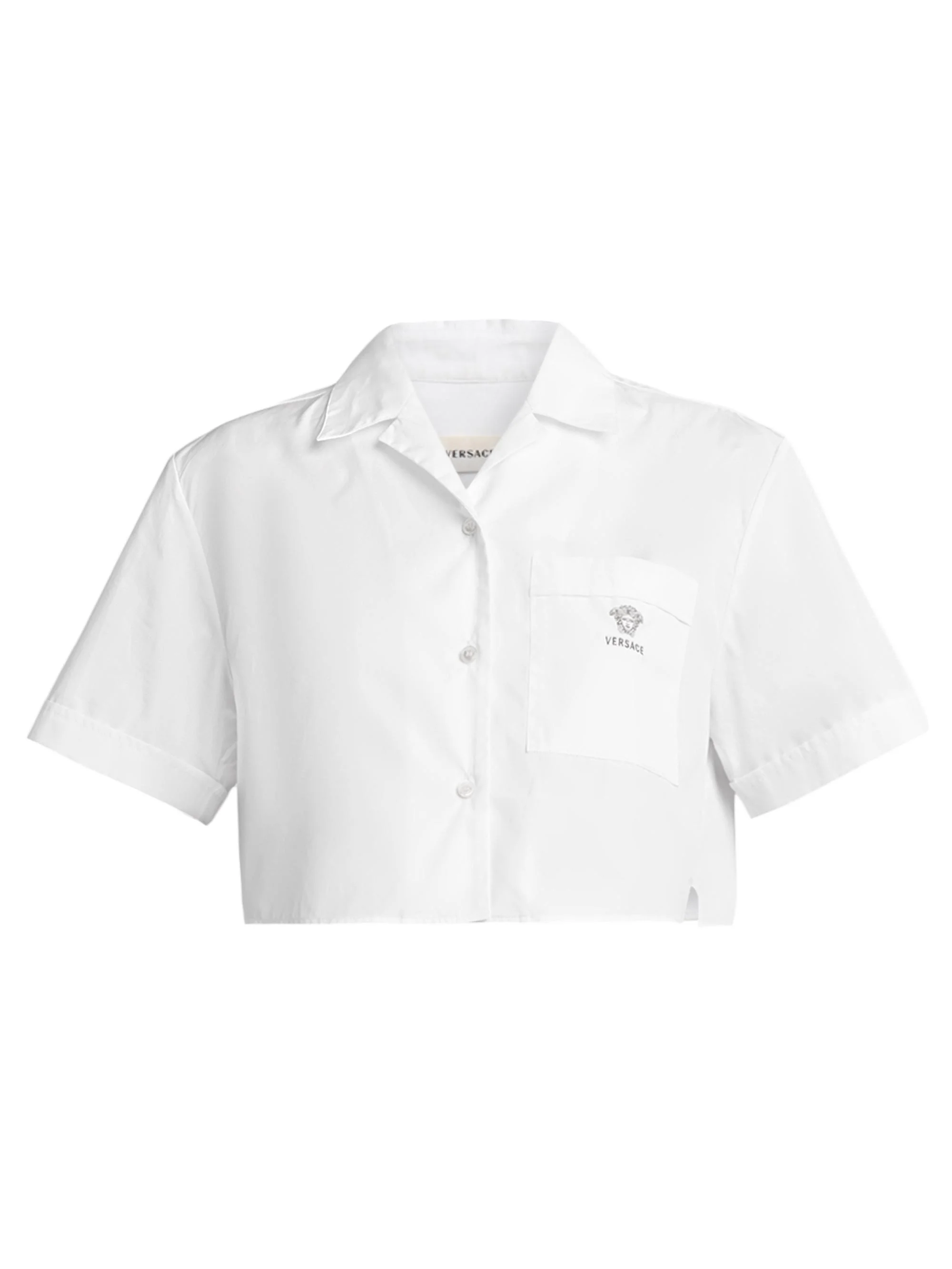 Women's La Vacanza Medusa Head Cotton Crop Shirt - Optical White - 1