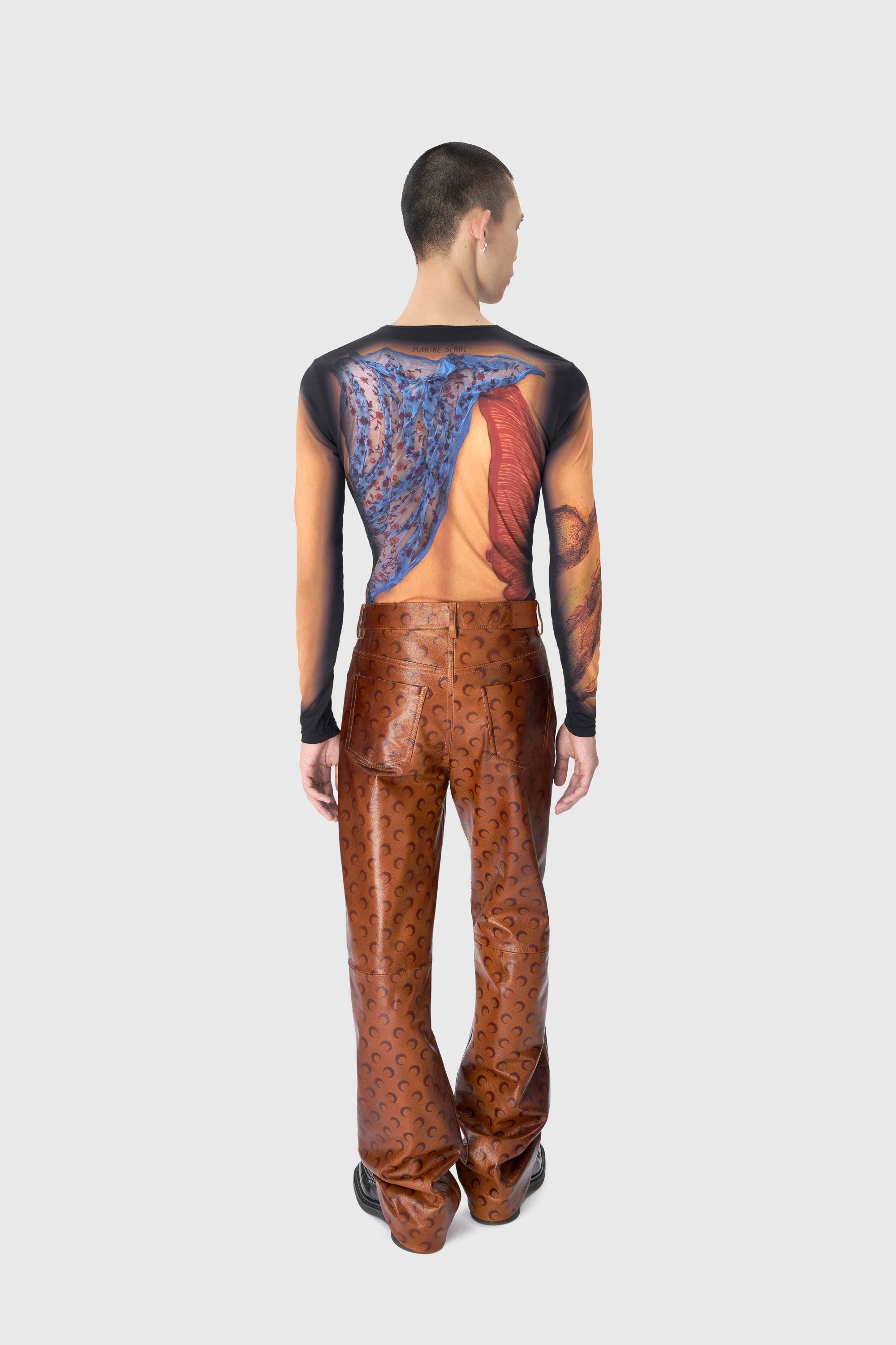 Moon Airbrushed Leather Wide Leg Pants - 5