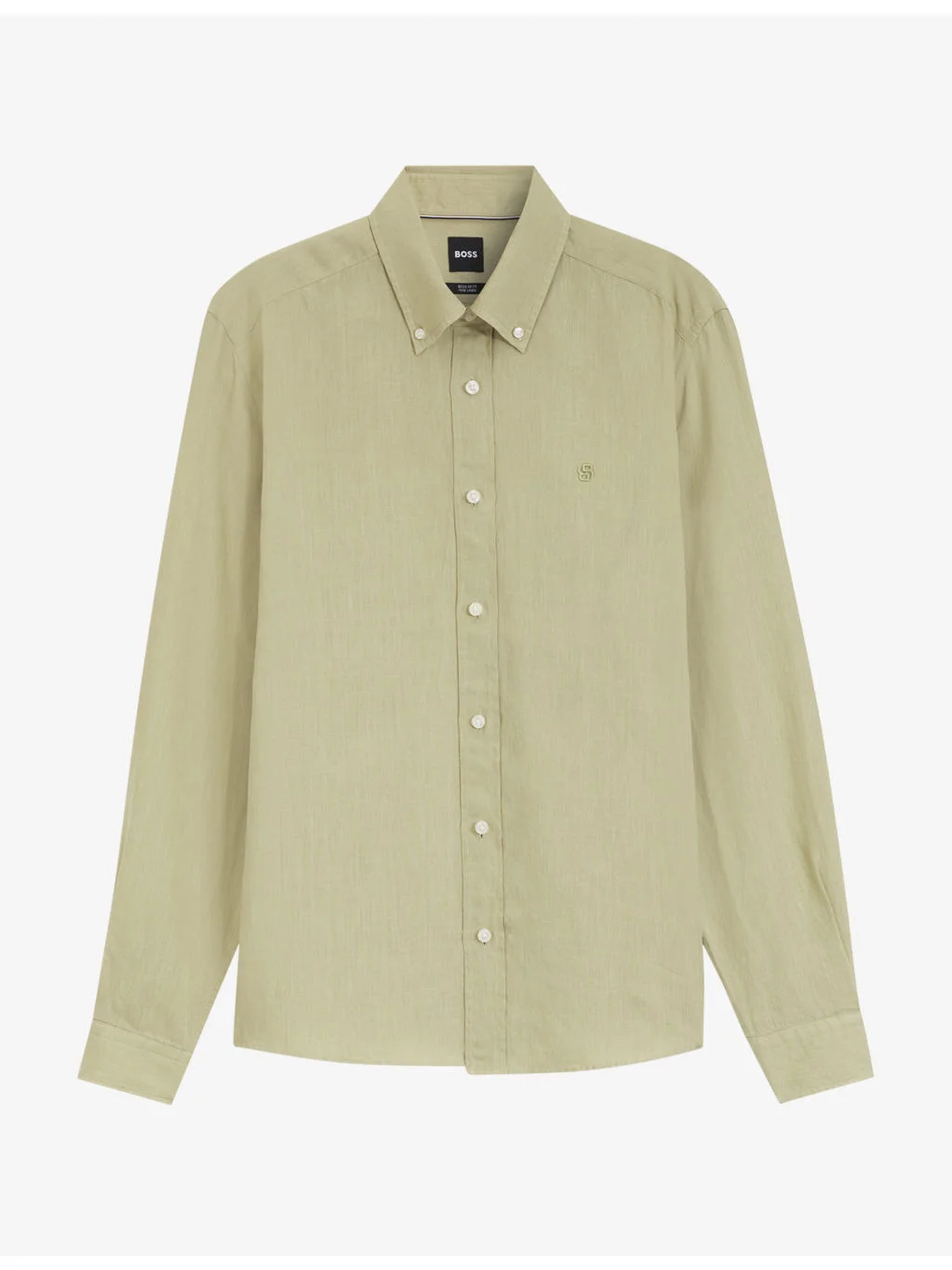 Brand-Embroidered Long-Sleeved Linen Shirt - 1