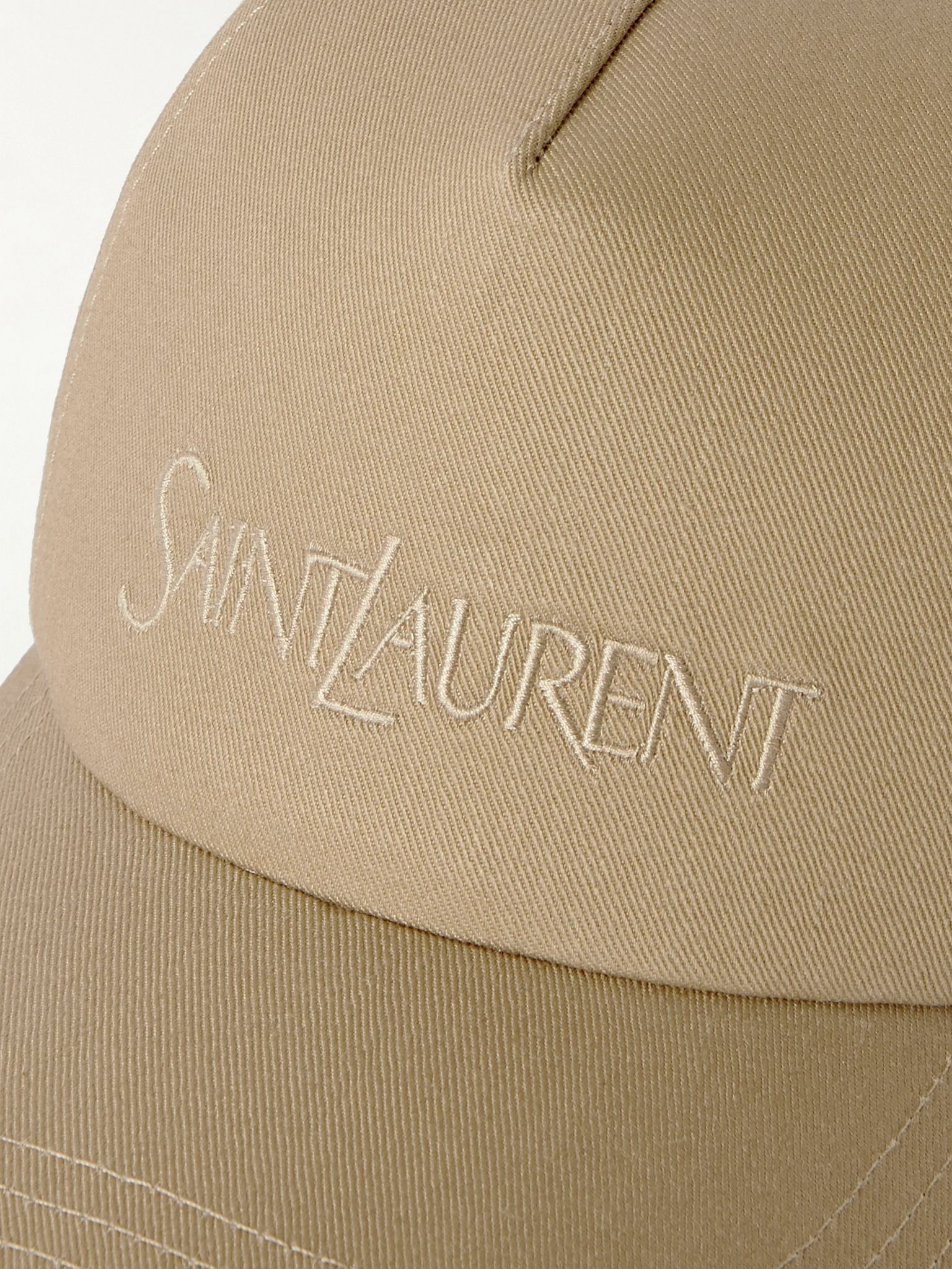 Embroidered cotton and linen-blend gabardine baseball cap Beige - 4