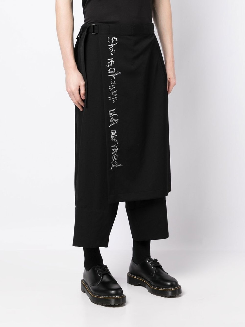 wrap-design wool cropped trousers 3