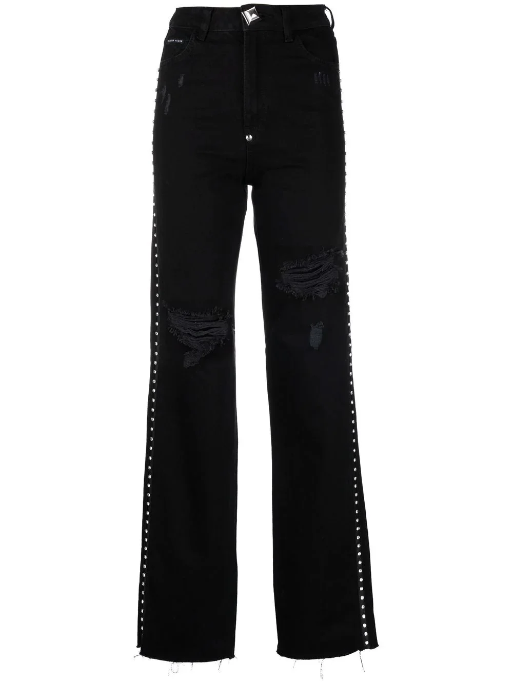 crystal-embellished straight-leg jeans - 1