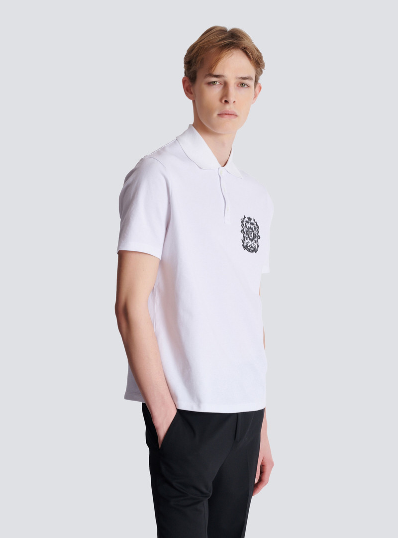Cotton polo shirt with Écusson print 6