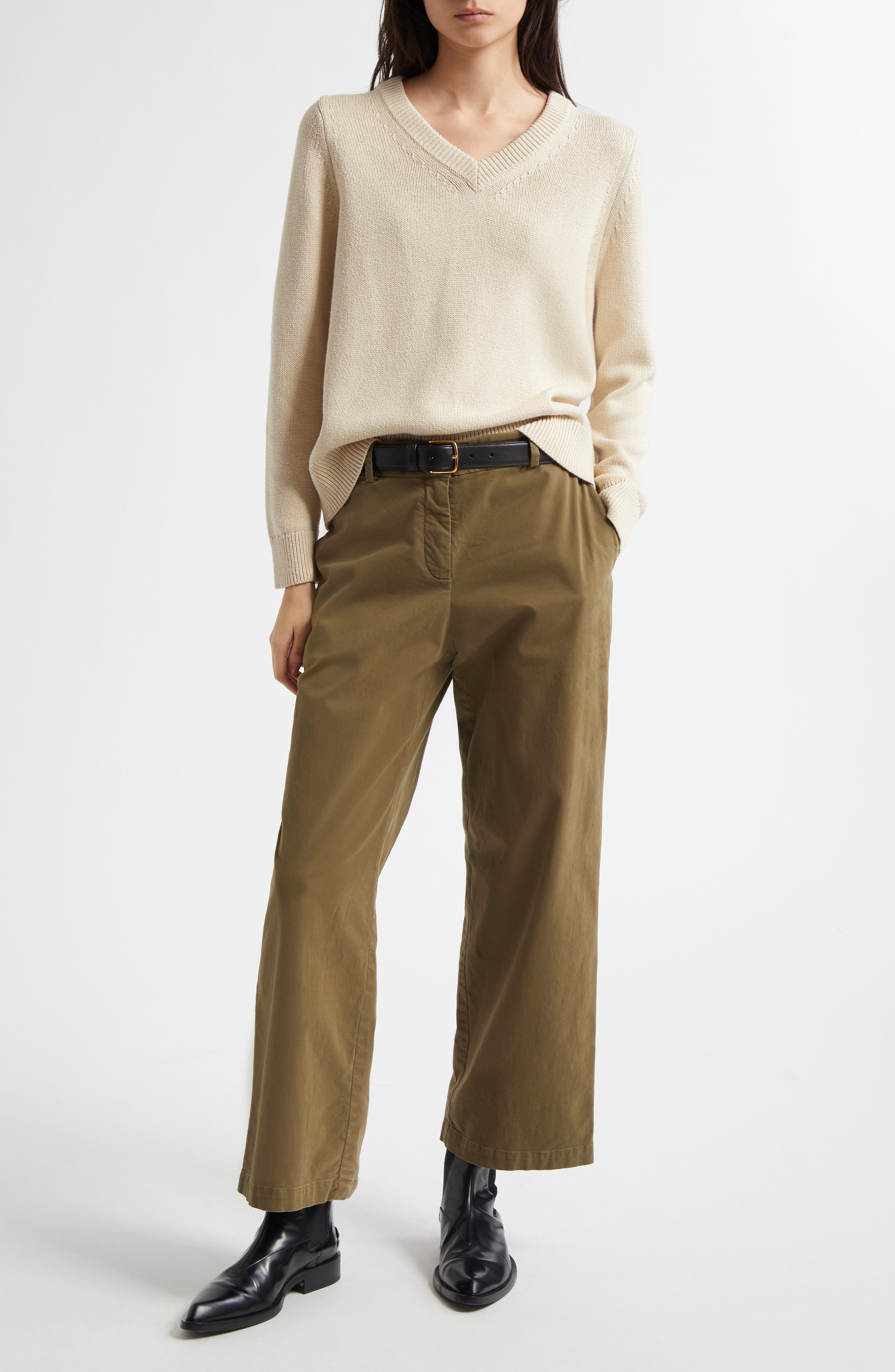 Nili Lotan Nohan Stretch Cotton Ankle Pants in Military Green at Nordstrom - 2
