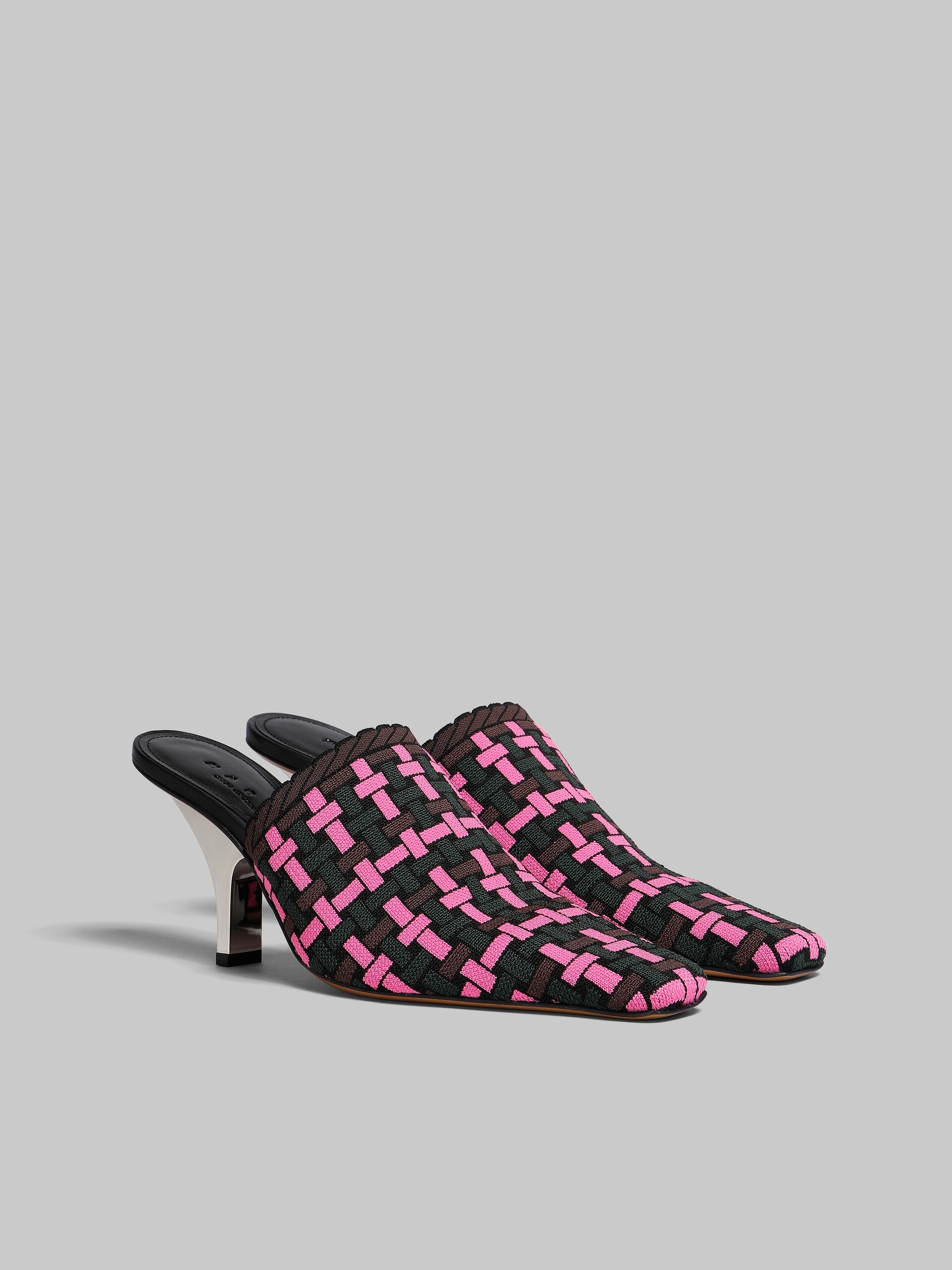 FUCHSIA BROWN AND DARK GREEN WOVEN-EFFECT MULE - 2