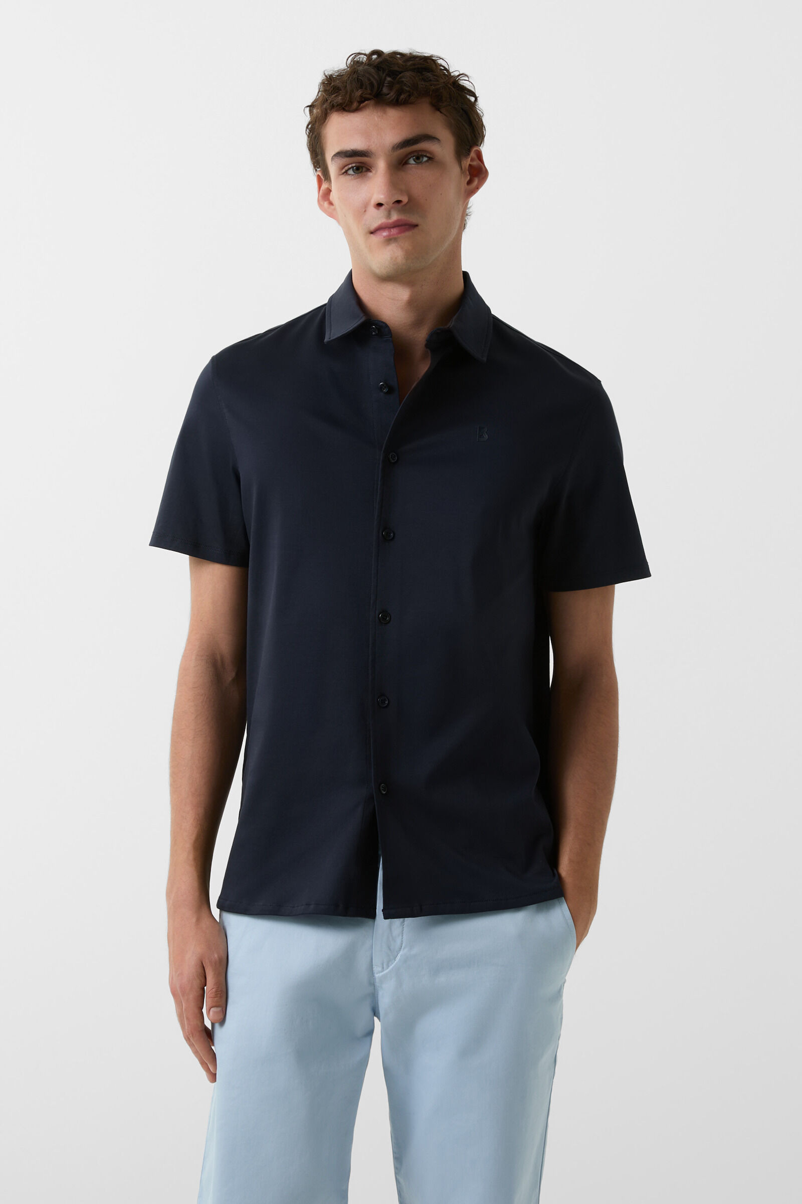 Jersey short-sleeved shirt Franz in Navy blue - 2