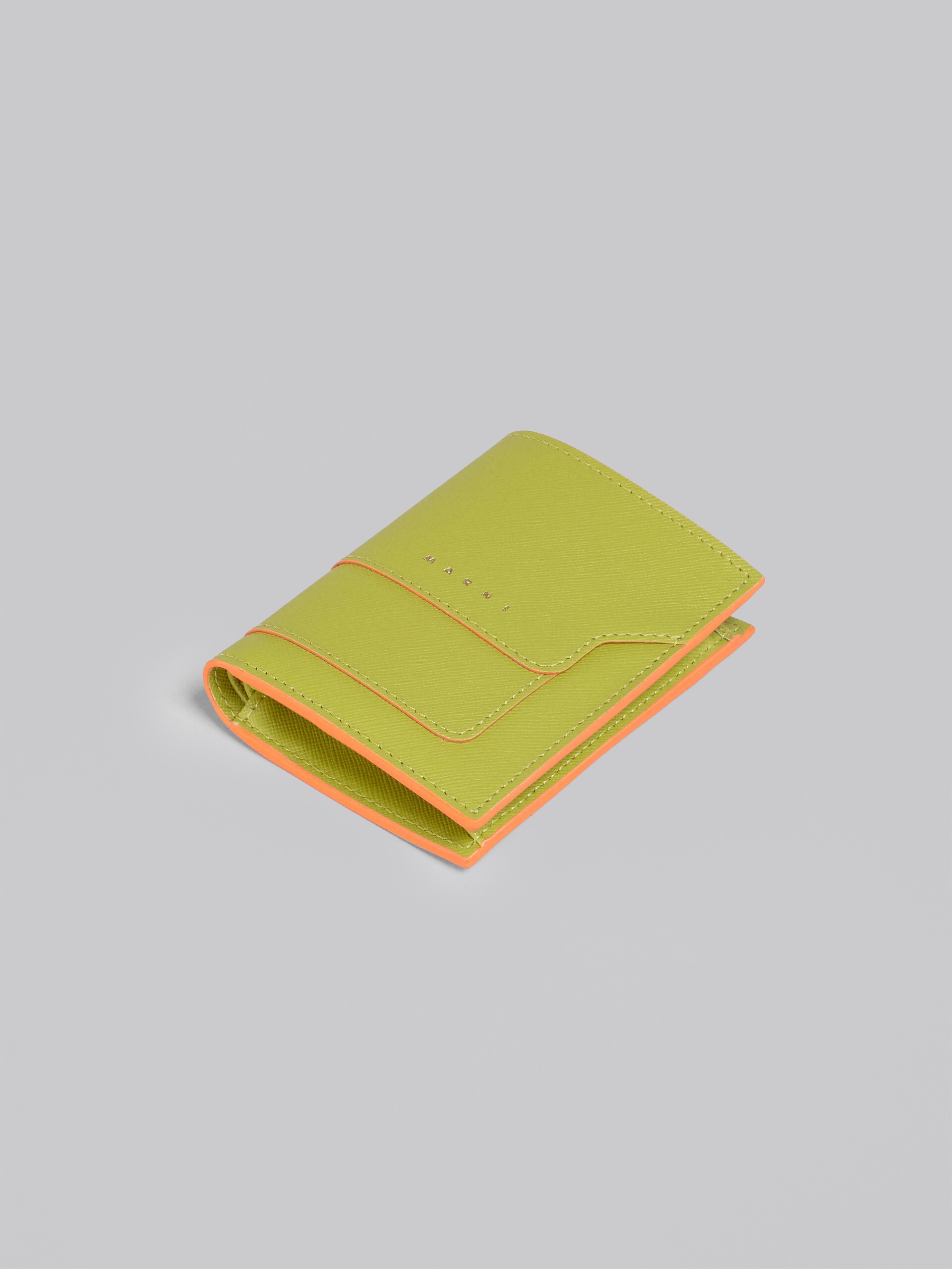 GREEN SAFFIANO LEATHER BI-FOLD  WALLET - 5