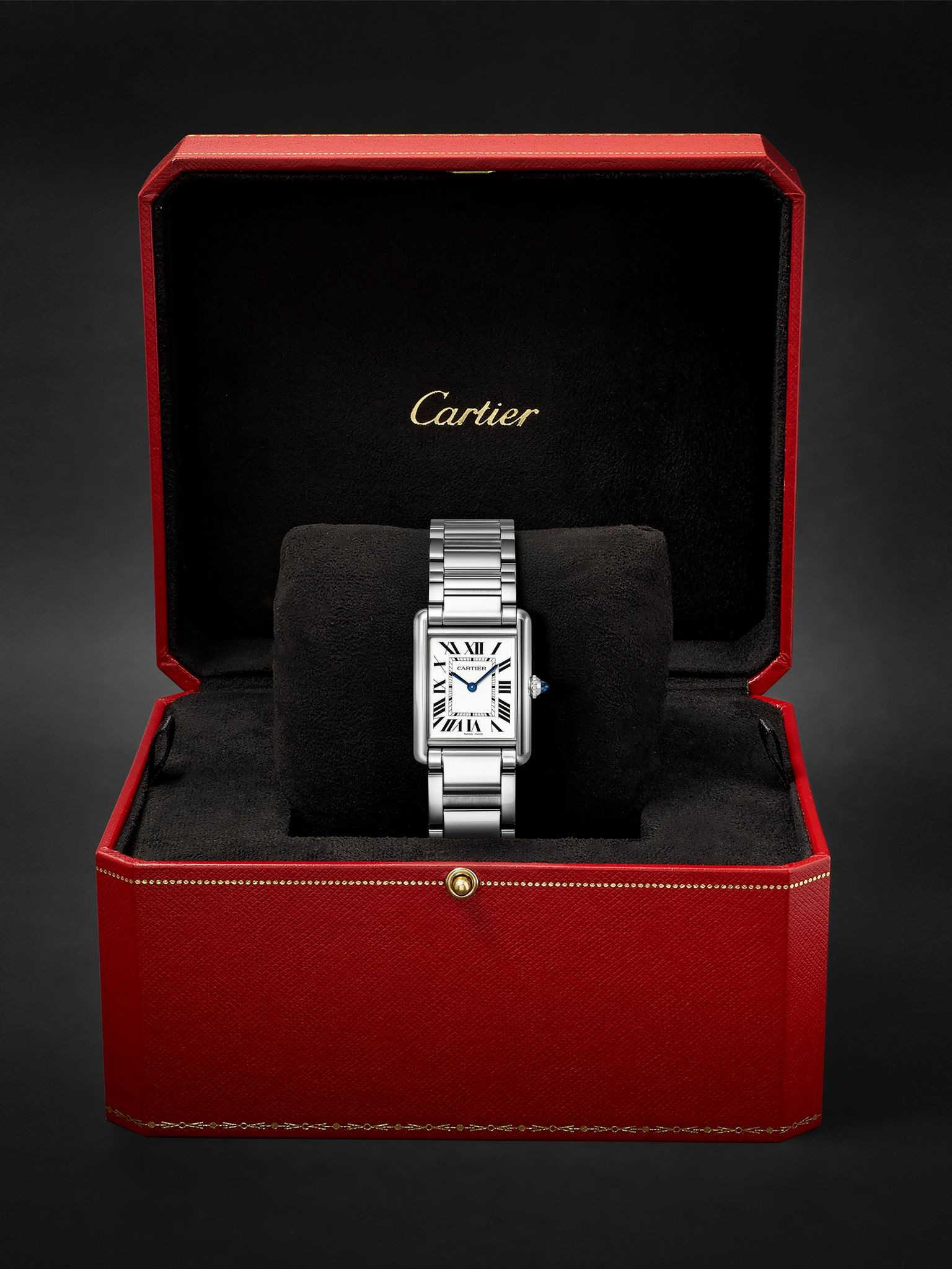 Tank Must de Cartier Large SolarBeat™ 33.7mm Stainless Steel Watch, Ref. No. CRWSTA0122 Gray - 7