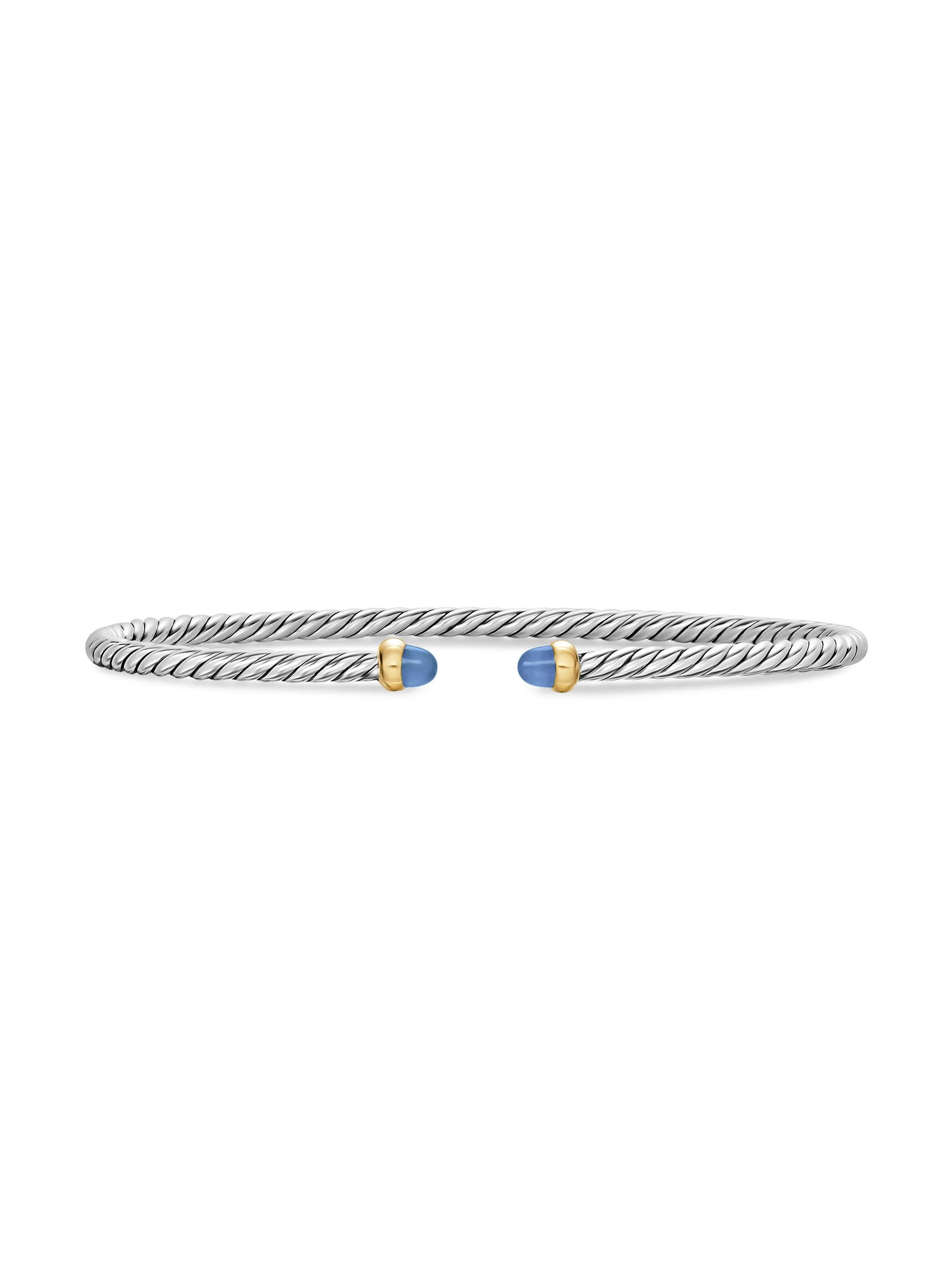 Women's Micro Cable Flex Bracelet in Sterling Silver - Light Blue Sapphire - 1
