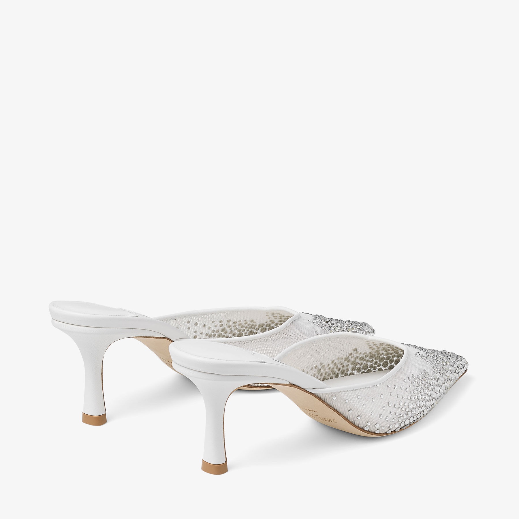 Vivi 65
White Degrade Crystal Mesh Mules with Pearl Charm - 6