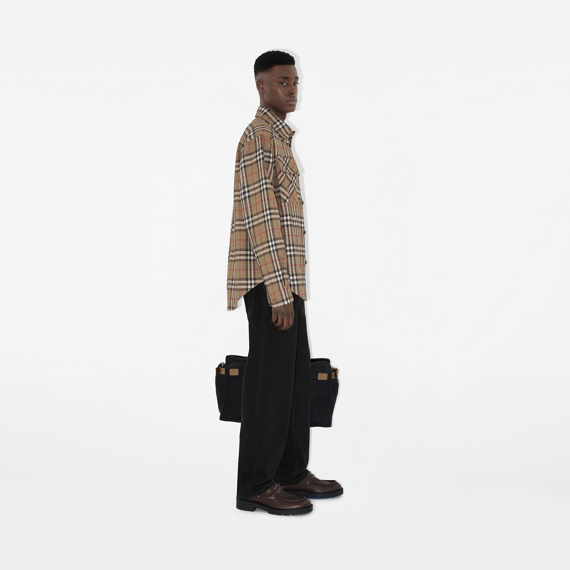 Oversized Fit Check Cotton Linen Shirt - 4