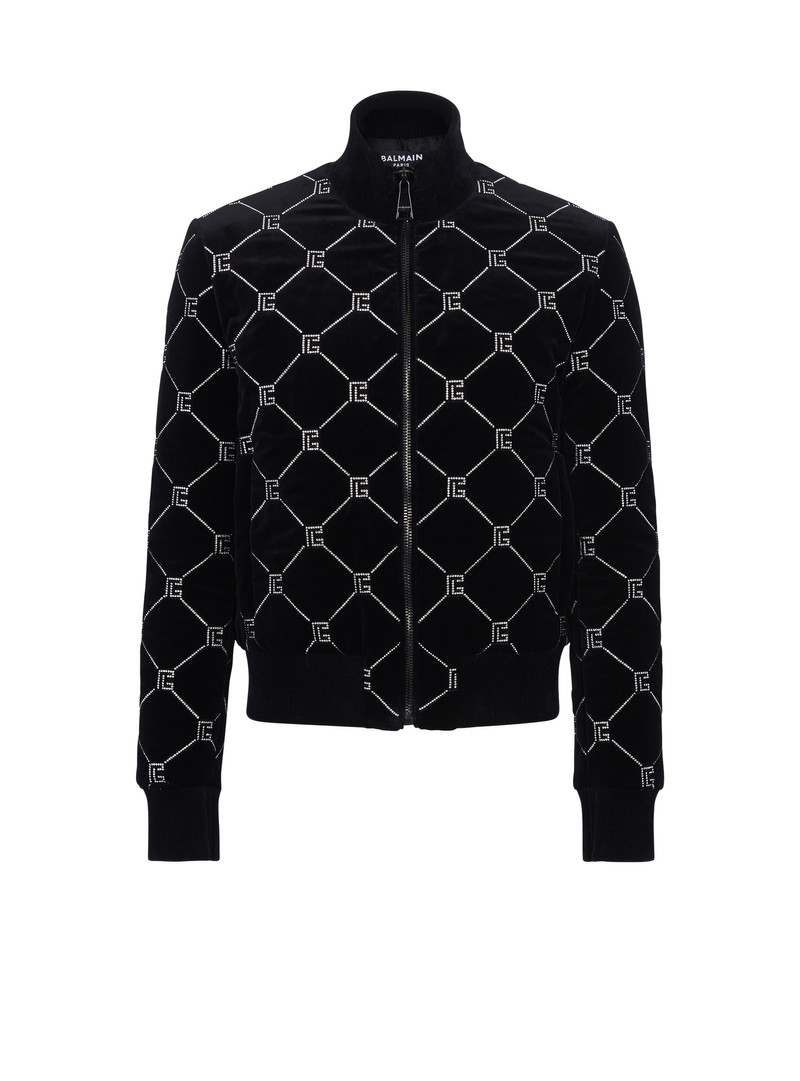 Quilted rhinestone bomber jacket 1