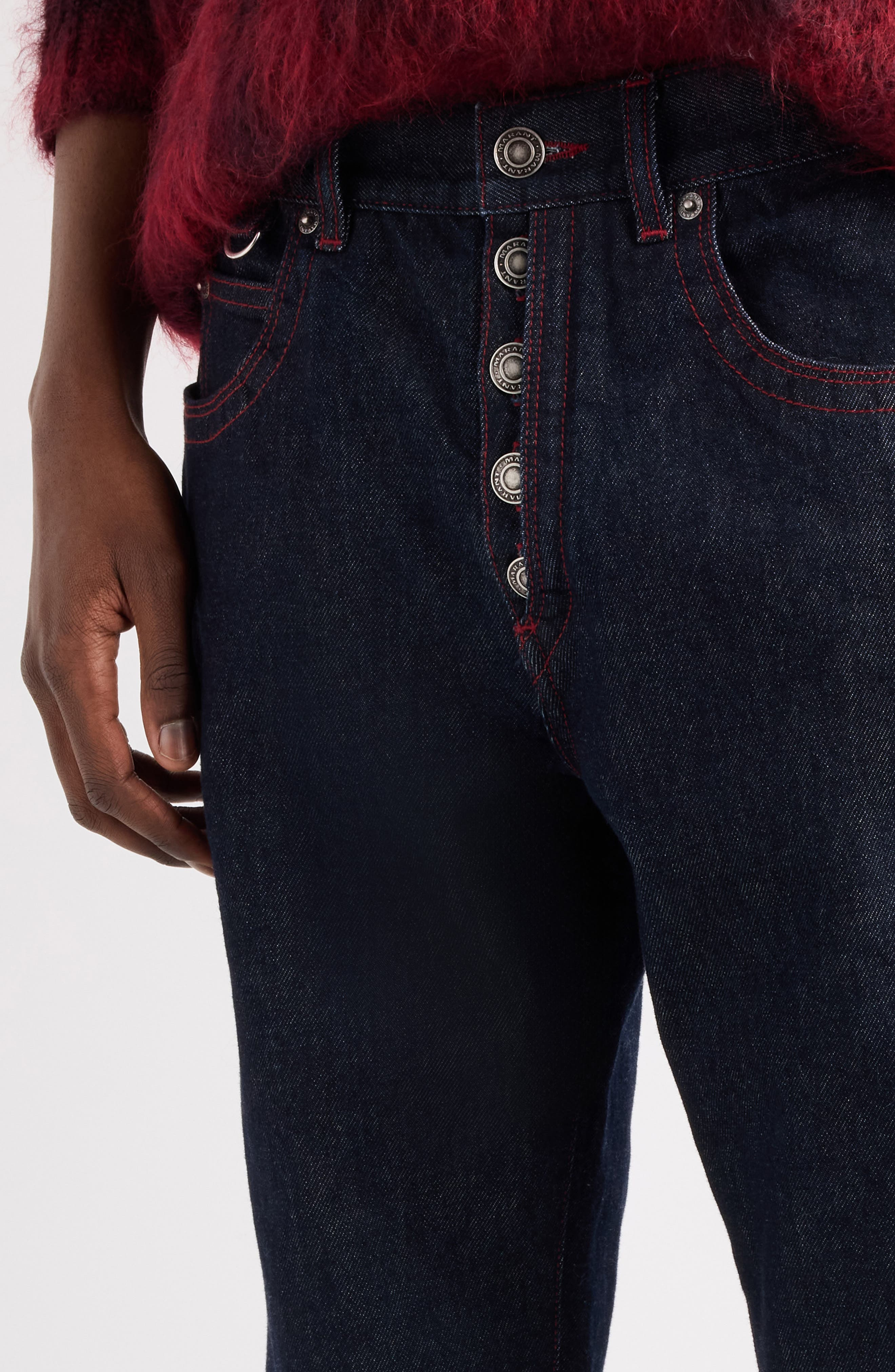 Isabel Marant Jeffrey Relaxed Straight Leg Jeans in Dark Midnight at Nordstrom - 5