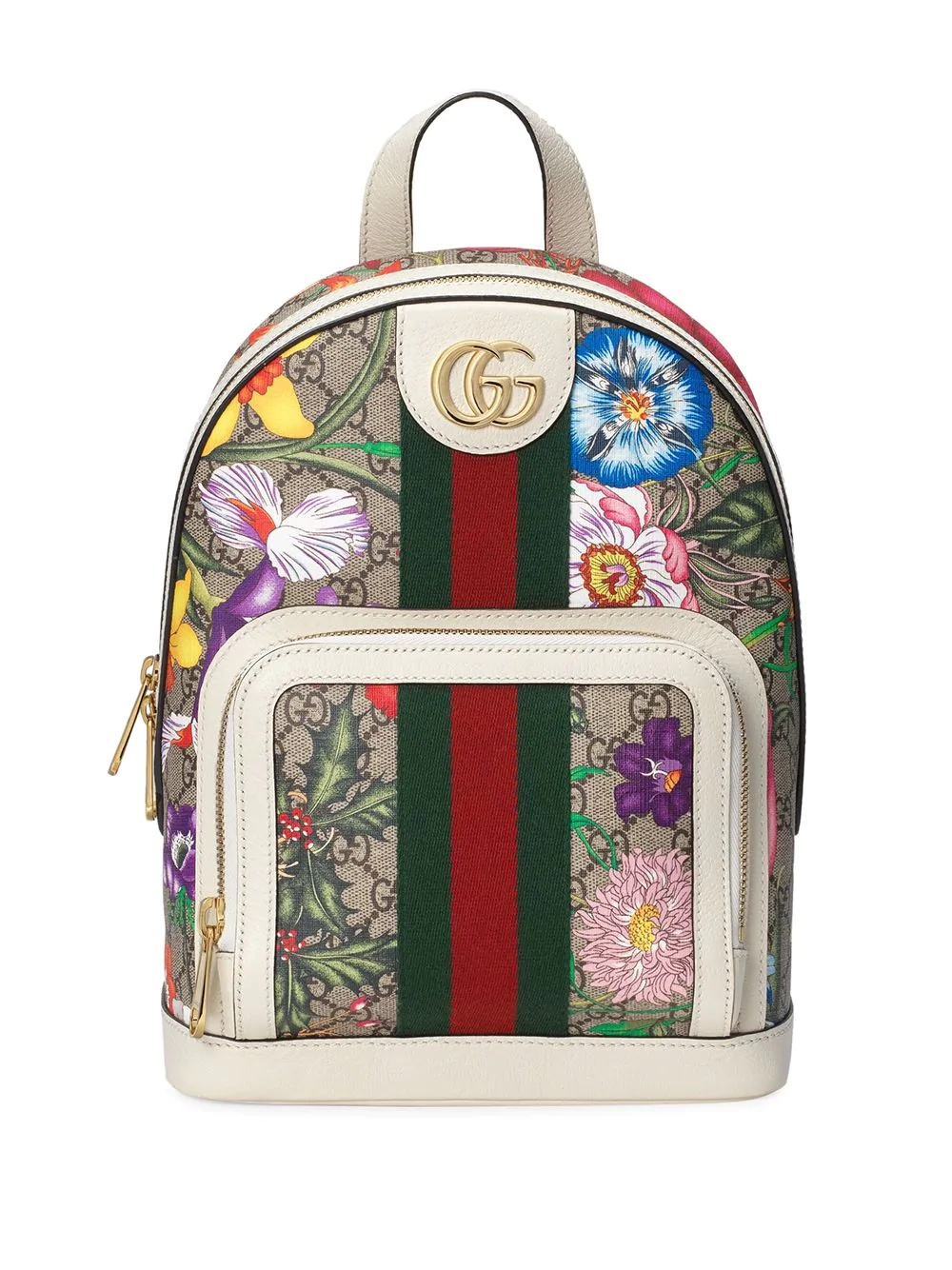 flora print monogram backpack - 1