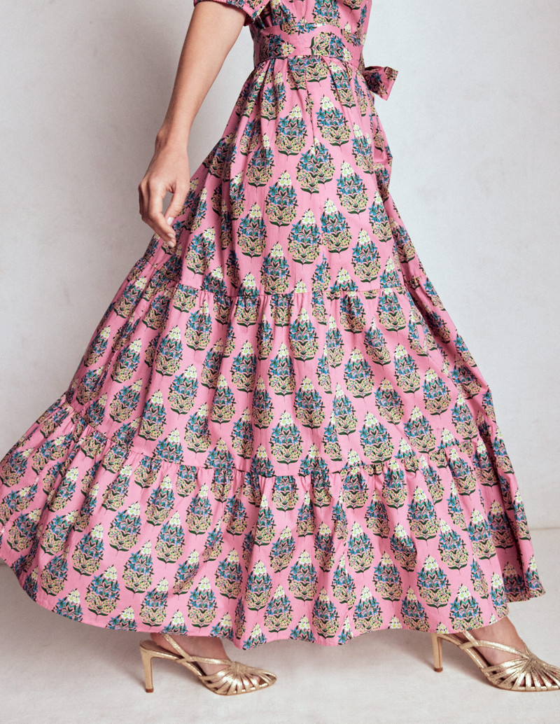 Christabel Cotton Midi Dress-Pink, Wildflower Bouquet 7
