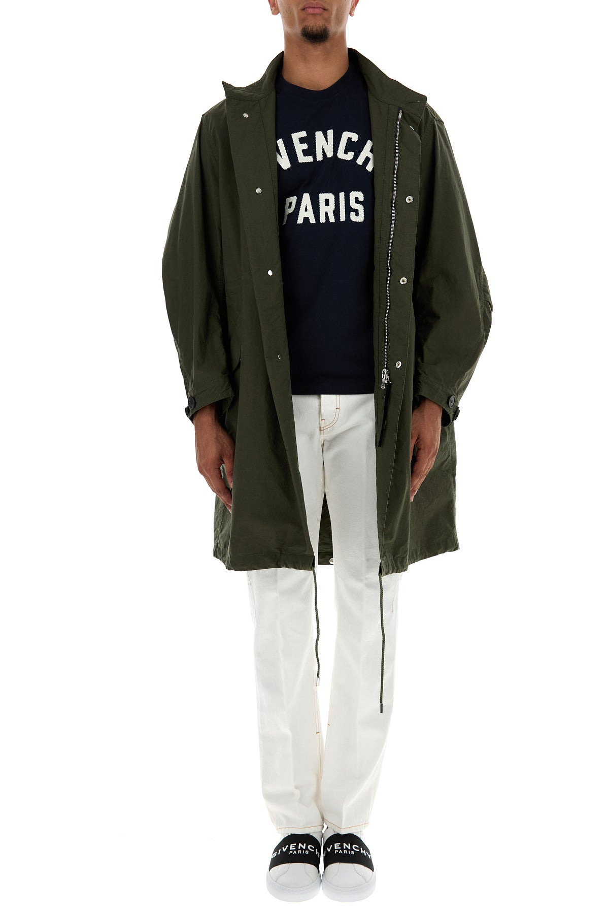 Olive green cotton blend parka - 6