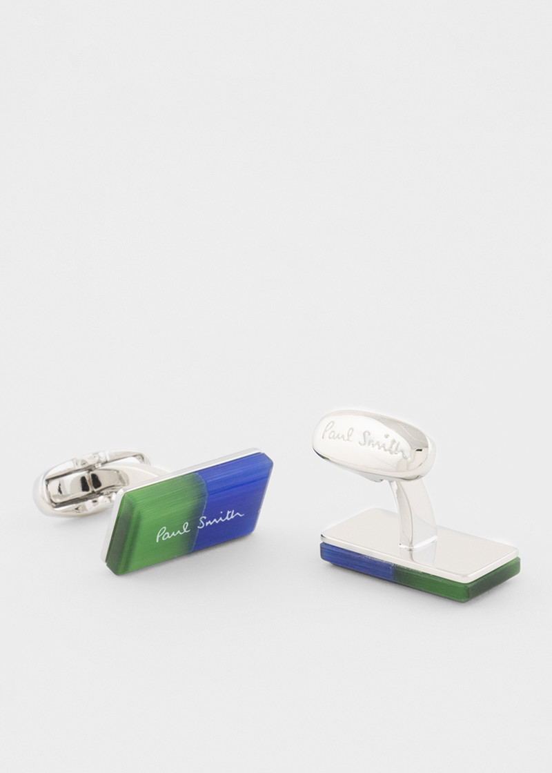 Paul Smith Blue and Green Two-Tone Cufflinks outlook