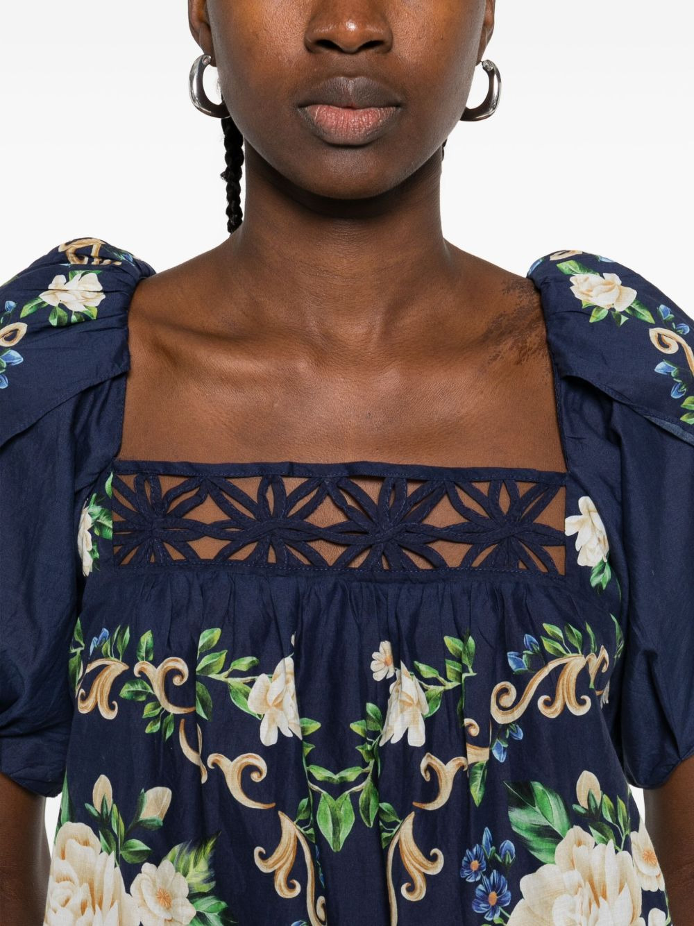 floral-print puff-sleeve blouse - 5