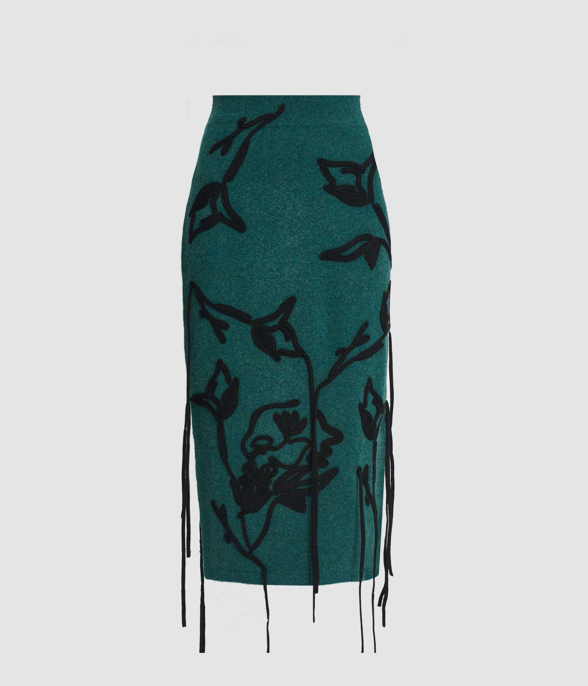 EMBROIDERED MERINO WOOL PENCIL SKIRT - 2