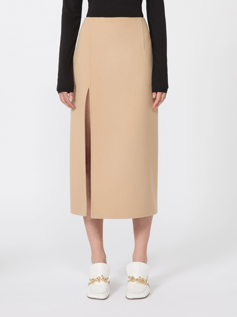 DANZA Long double-faced wool skirt - CARAMEL 3